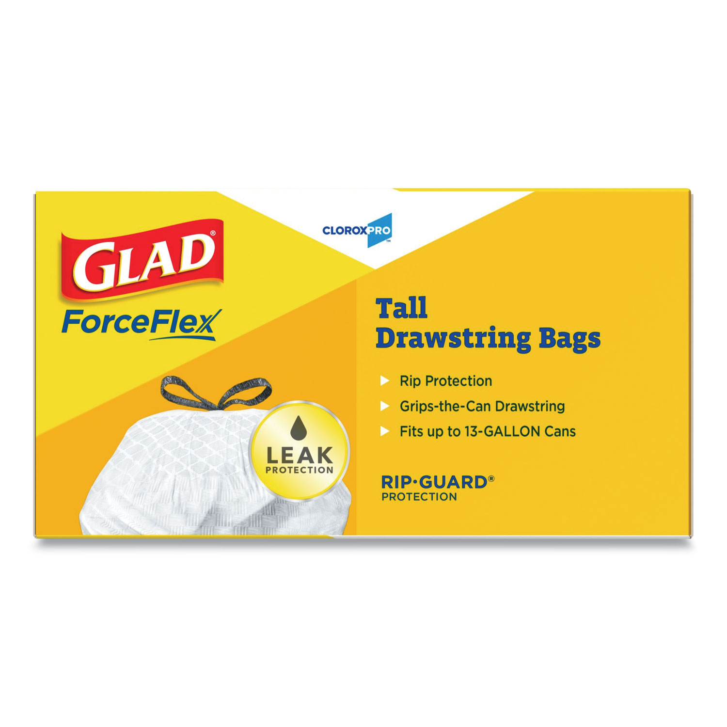 Glad CLO78526 - Drawstring Tall Kitchen Bags, 13 Gallon, .95mil, 24 x 27 3/8, White