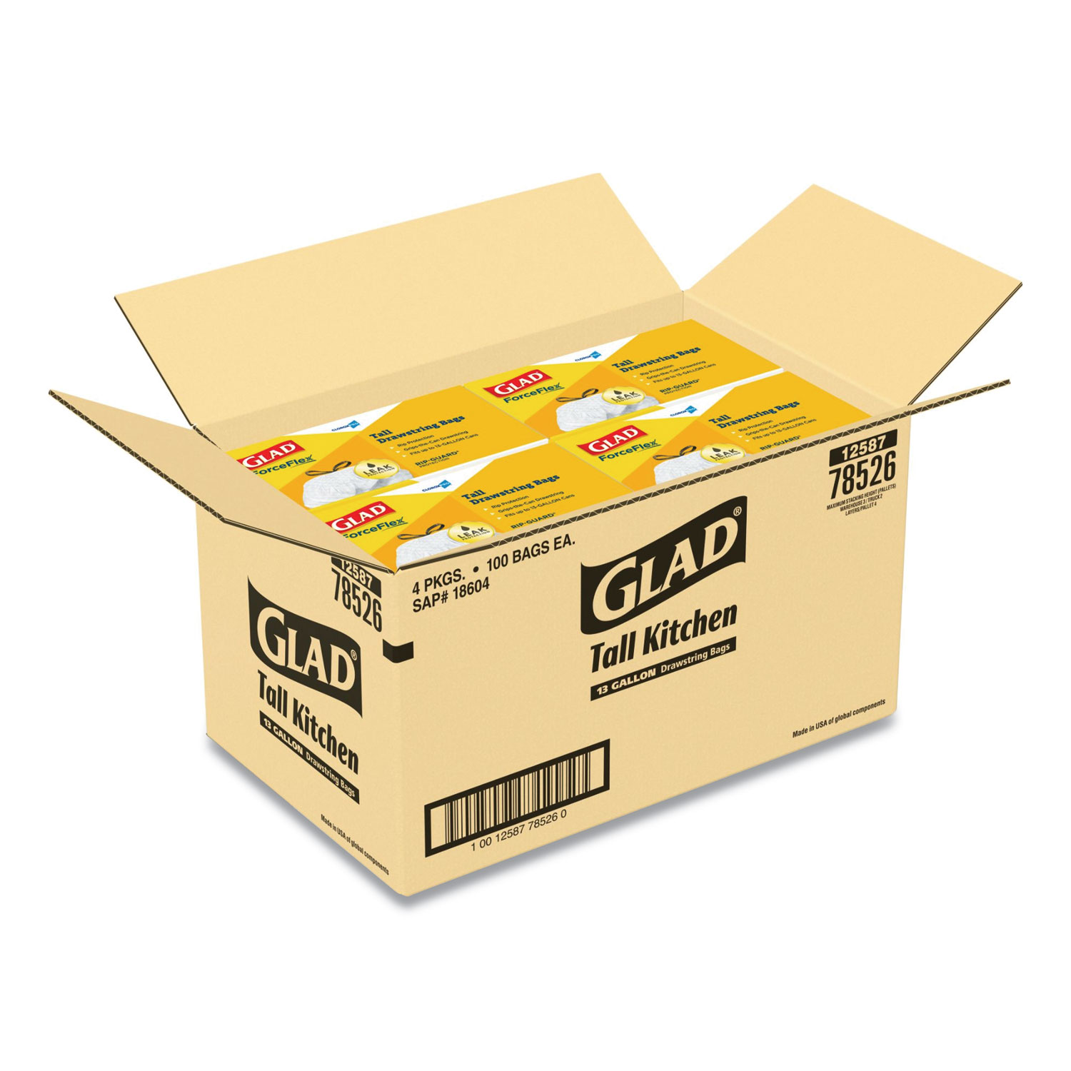 OdorShield Quick-Tie Small Trash Bags, 4 gal, 0.5 mil, 8 x 18, White, 26  Bags/Box, 6 Boxes/Carton - American Warehouse