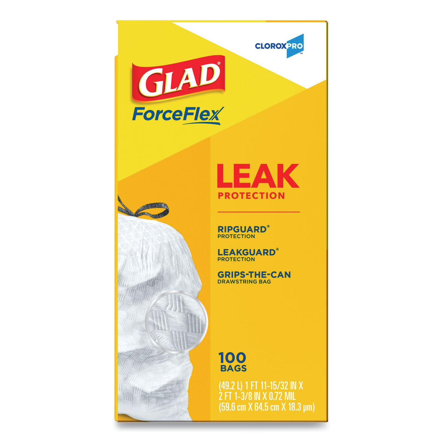 Glad Tall Kitchen Drawstring Trash Bags, 13 Gal, 0.72 Mil, 23.75 X 24.88,  White, 240/Carton - CLO79008