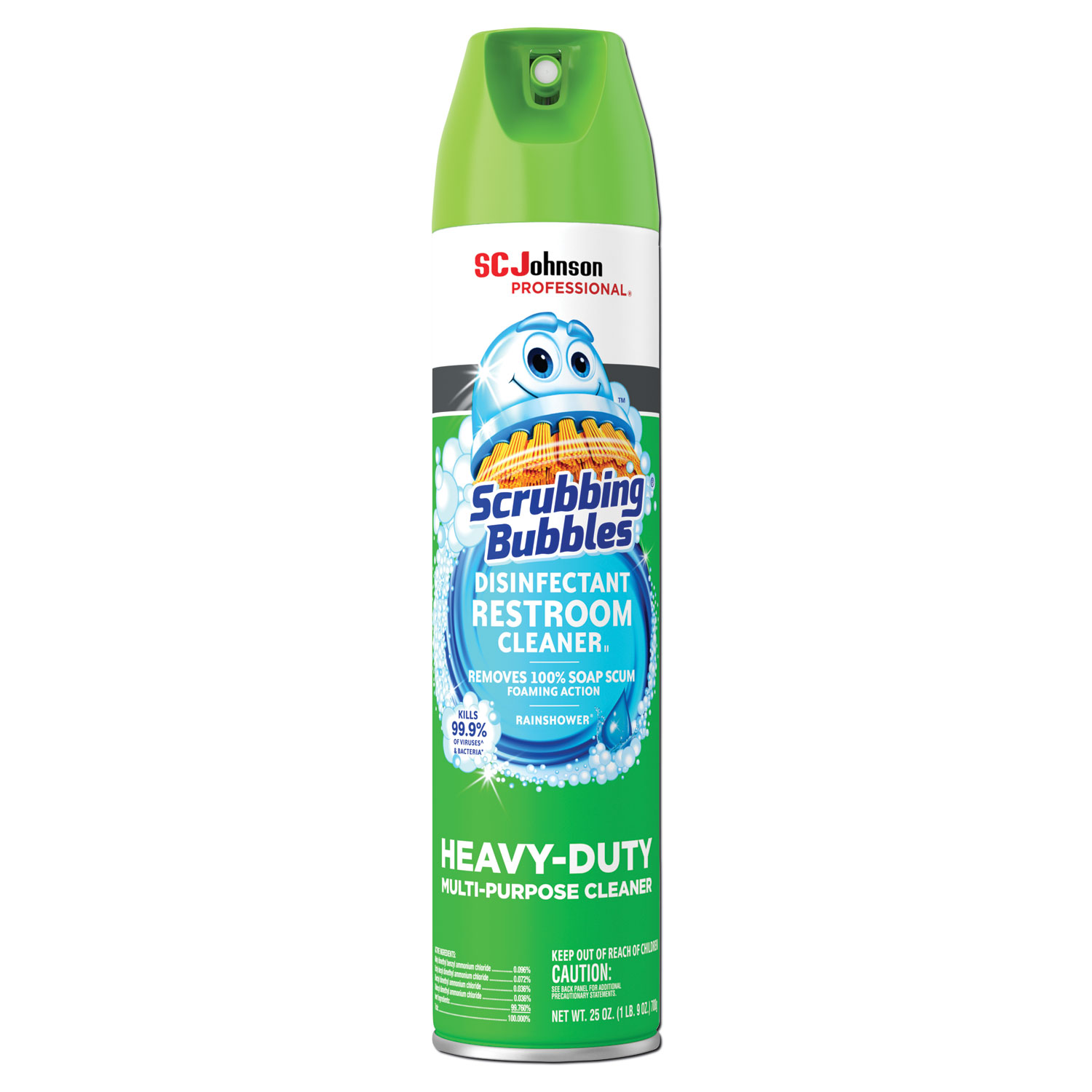  Scrubbing Bubbles 313358 Disinfectant Restroom Cleaner II, Rain Shower Scent, 25 oz Aerosol Can, 12/Carton (SJN313358) 