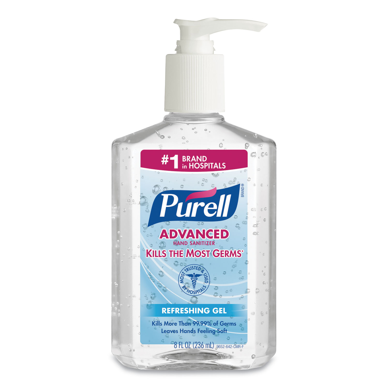  PURELL 3015-12-CMR Advanced Refreshing Gel Hand Sanitizer, Clean Scent, 8 oz Pump Bottle, 12/Carton (GOJ301512CMR) 