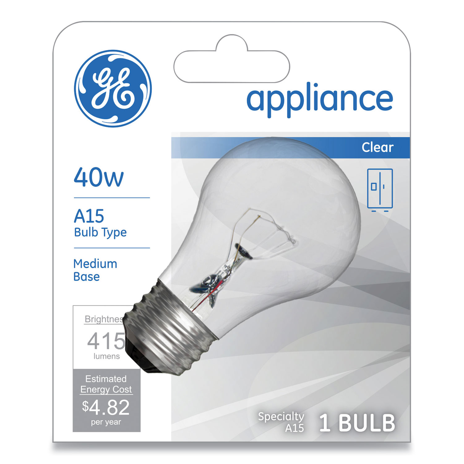  GE 15206 Incandescent A15 Light Bulb, 40 W, Clear (GEL517504) 