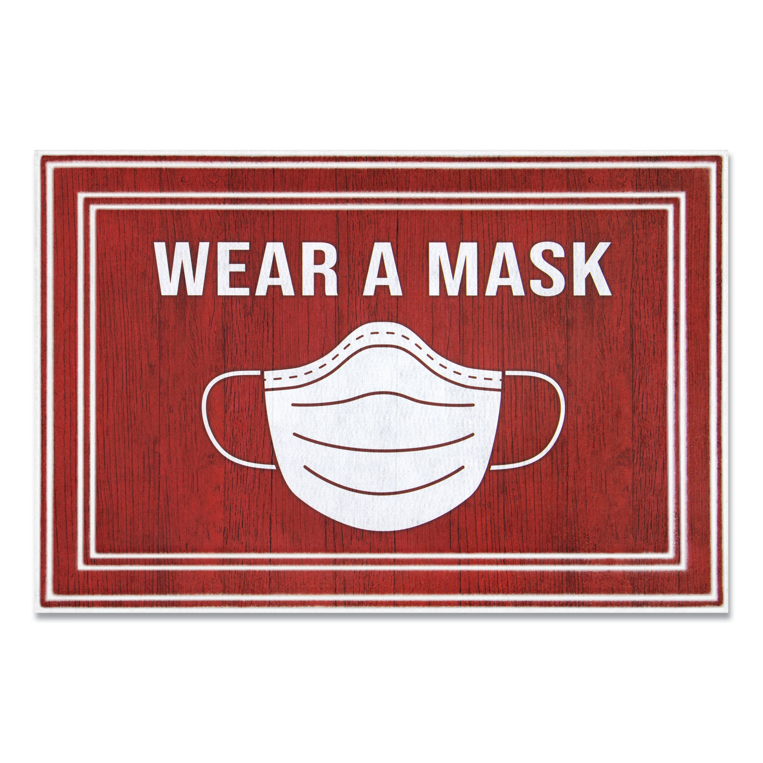 Apache Mills® Message Floor Mats, 24 x 36, Red/White, Wear A Mask