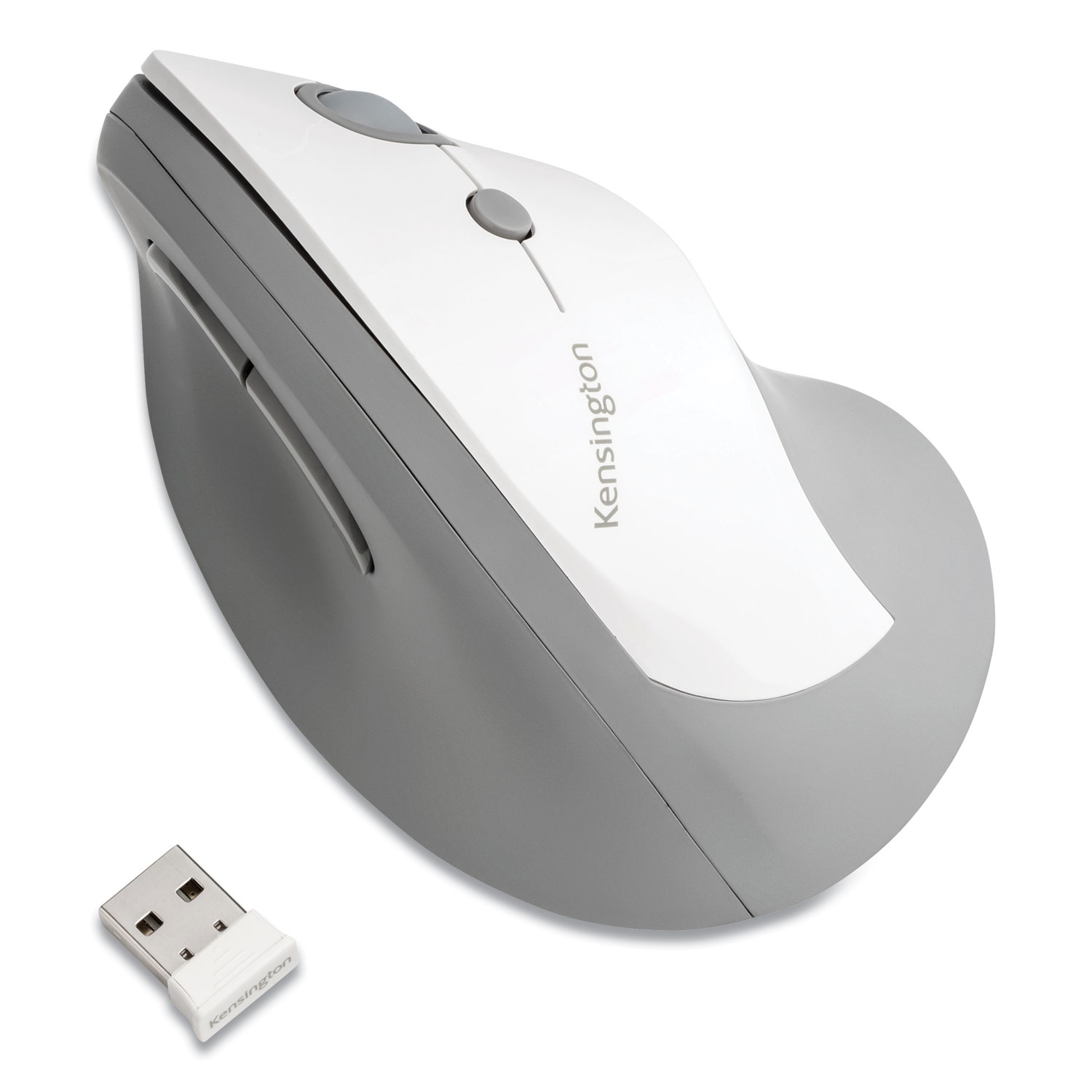 Kensington® Pro Fit Ergo Vertical Wireless Mouse, 2.4 GHz Frequency/65.62 ft Wireless Range, Right Hand Use, Gray