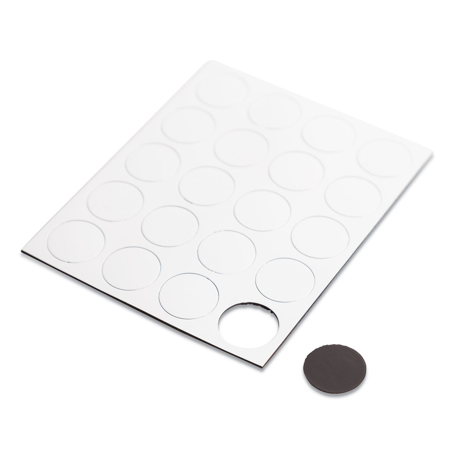 Heavy-Duty Board Magnets, Circles, White, 0.75", 20/Pack