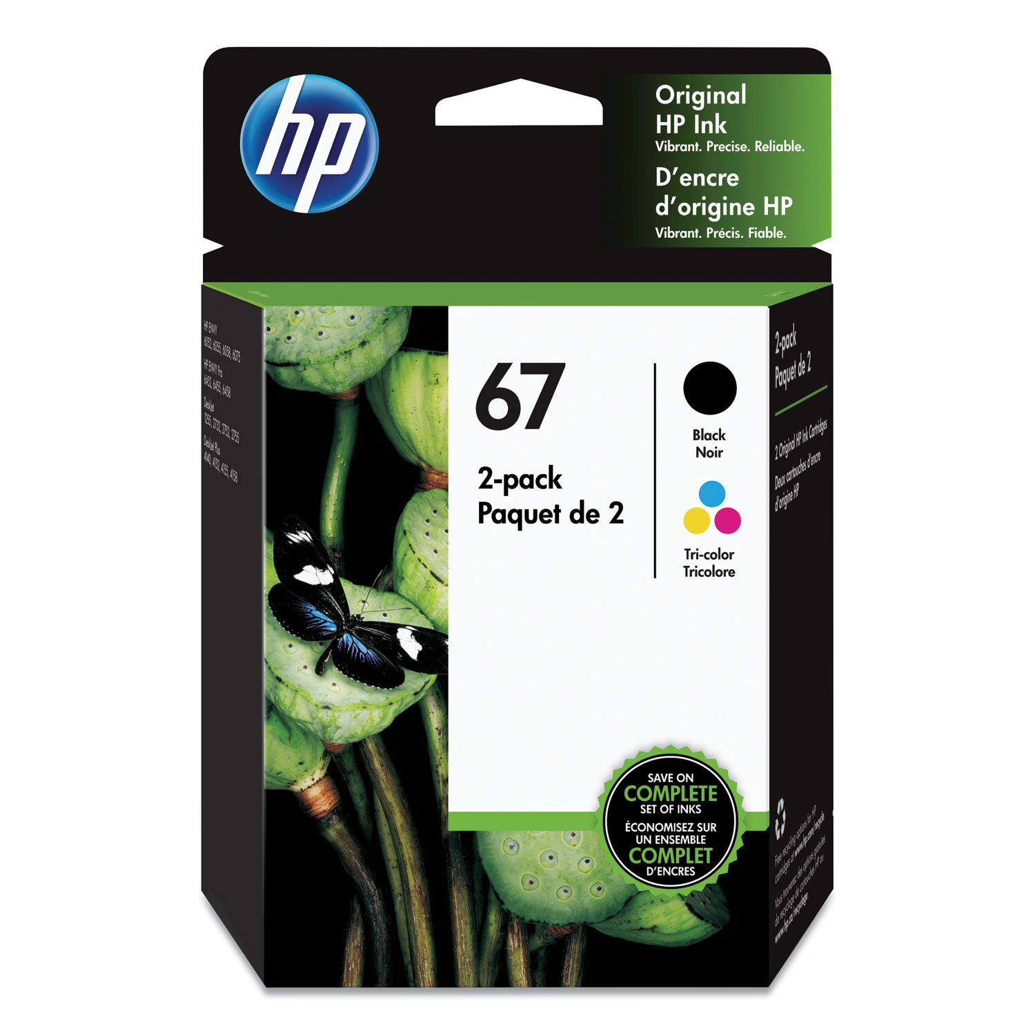  HP 3YP29AN#140 HP 67, (3YP29AN) 2-pack Black/Tri Color Original Ink Cartridges (HEW3YP29AN) 
