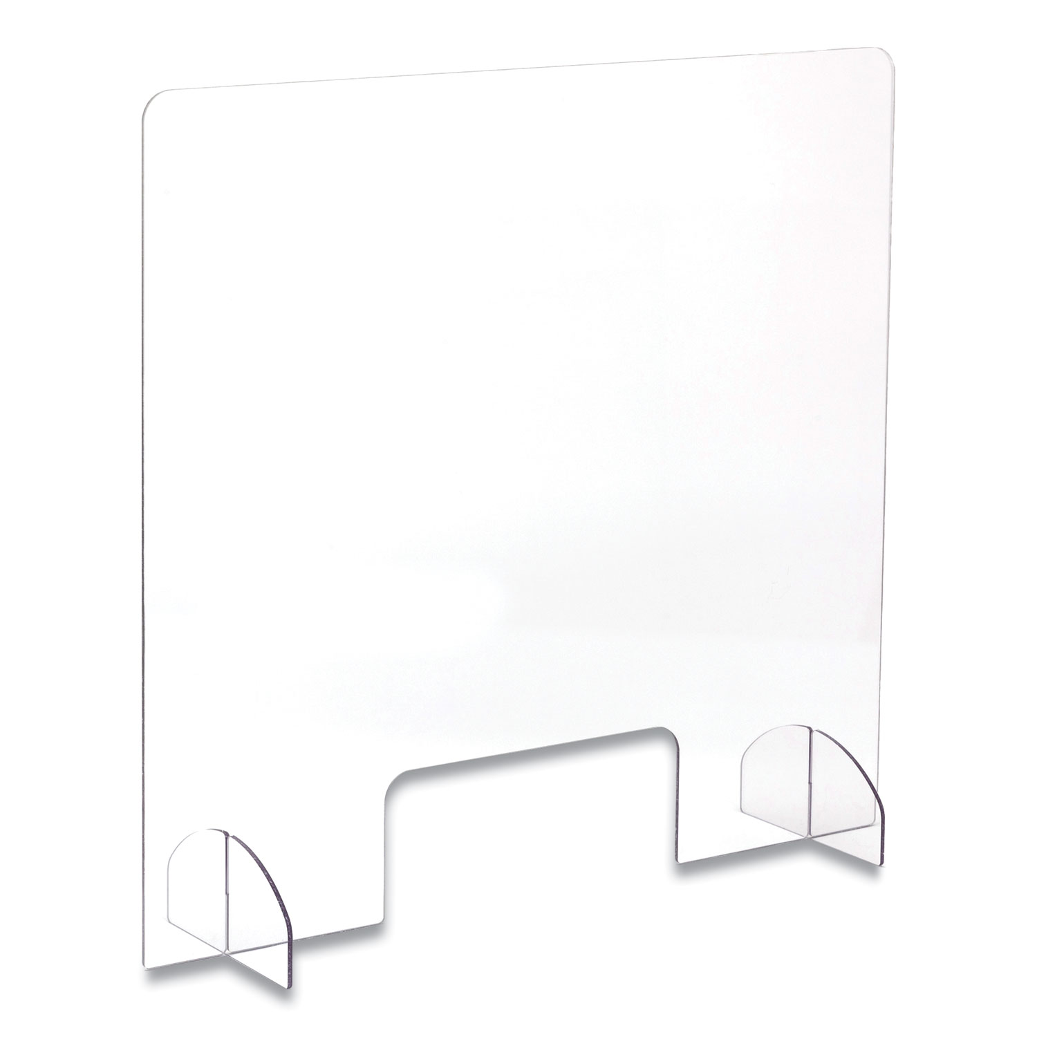  Portable Acrylic Sneeze Guard with Document Pass Through, 30 x 8 x 28, Acrylic, Clear (SAF7500CL) 