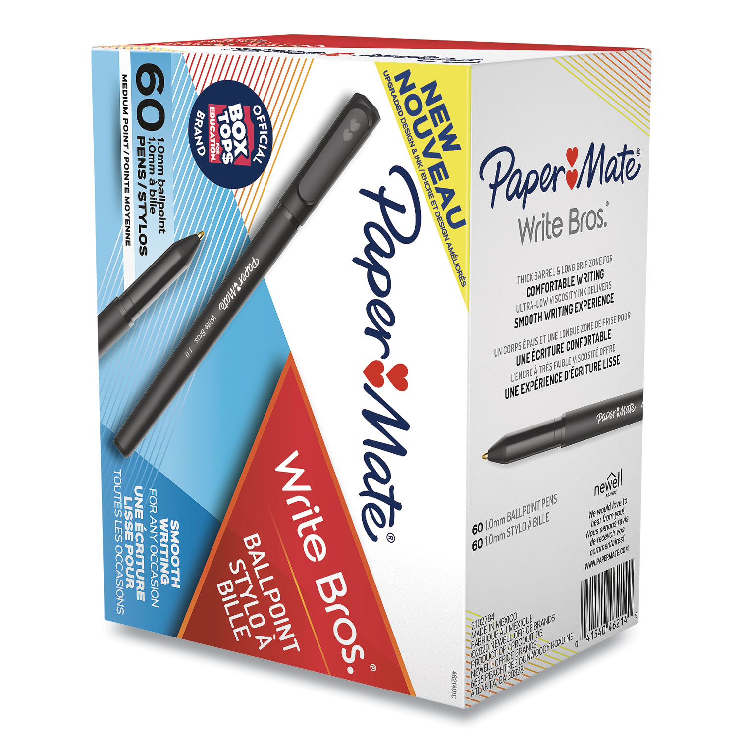 Paper Mate Write Bros. Ballpoint Stick Pen, 1.0 mm Medium Tip, Red  Ink/Barrel, Pack of 12 