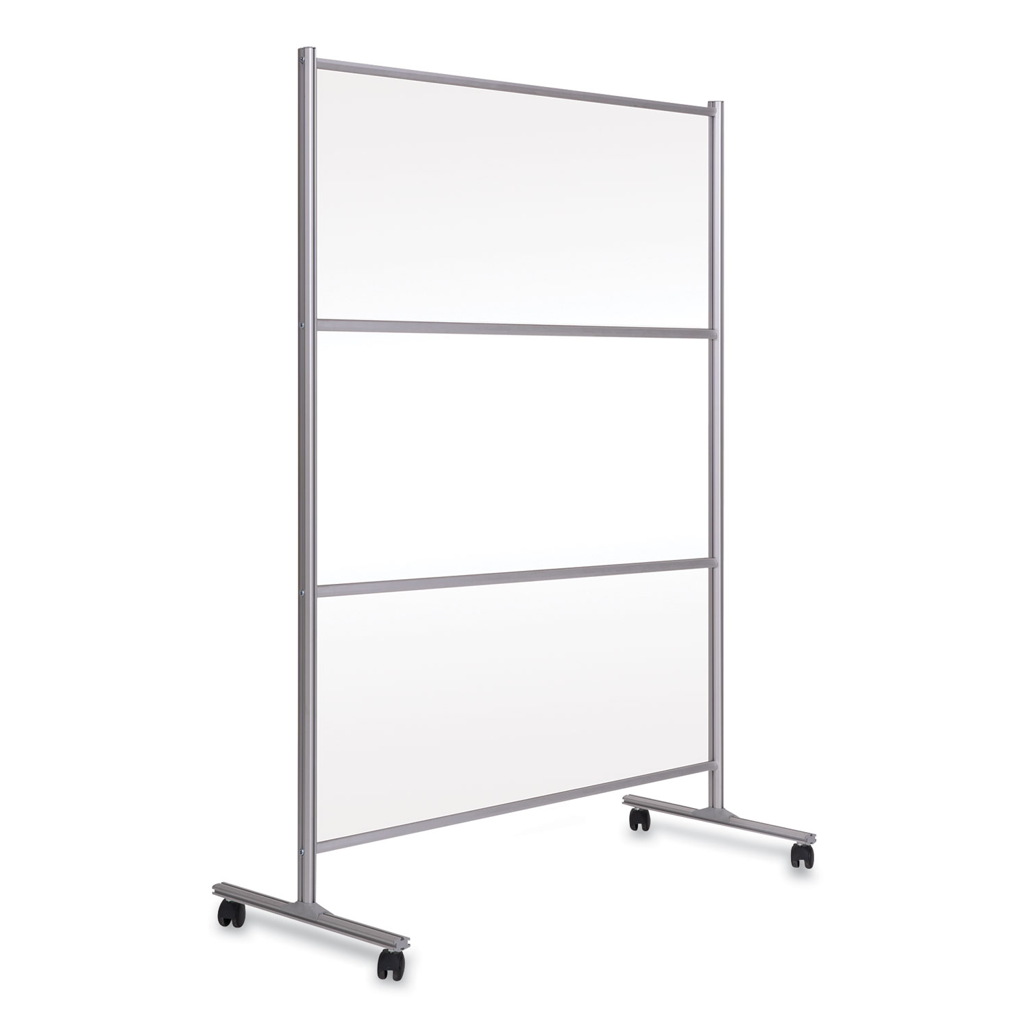 MasterVision® Protector Series Mobile Glass Panel Divider, 68.5 x 22 x 50, Clear/Aluminum
