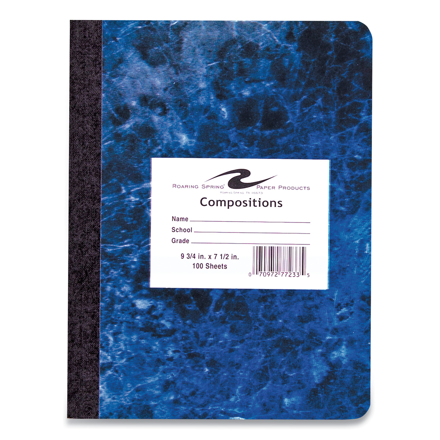 Roaring Spring® Marble Cover Composition Book, Wide/Legal Rule, Randomly Assorted Real Marble Cover Colors, 7.5 x 9.75, 100 Sheets