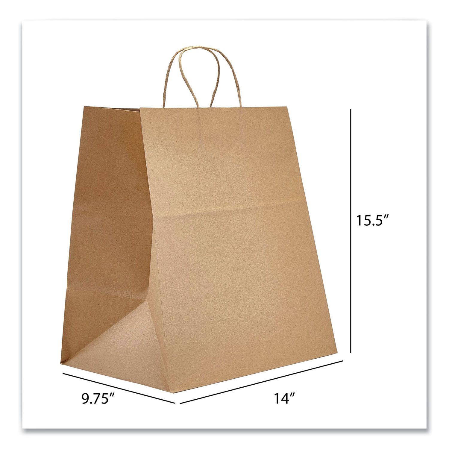  Prime Time Packaging NK141015 Kraft Paper Bags, Super Royal, 14 x 9.75 x 15.5, Natural, 200/Carton (PTENK141015) 