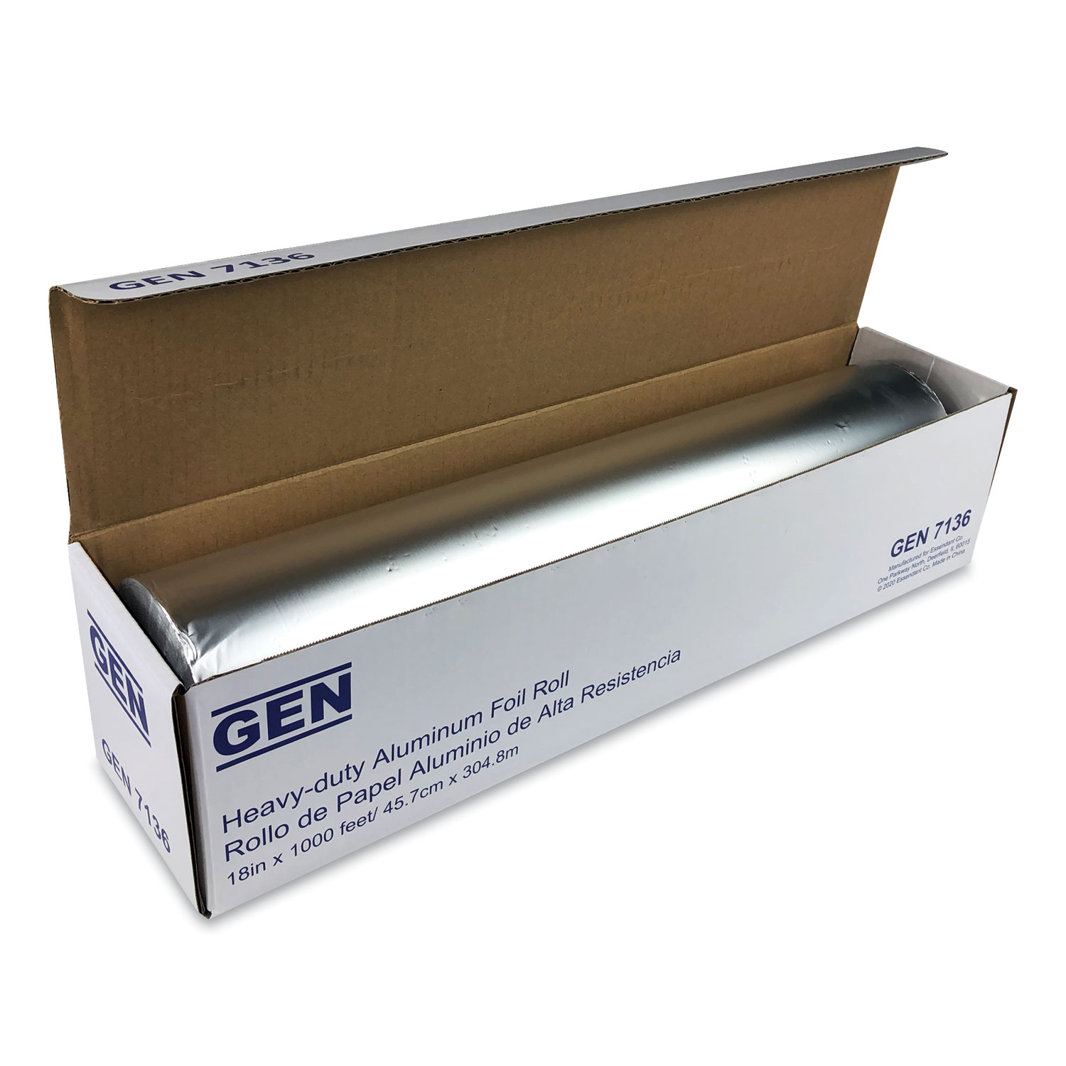 GEN Heavy-Duty Aluminum Foil Roll, 18 x 1,000 ft, 2/Carton