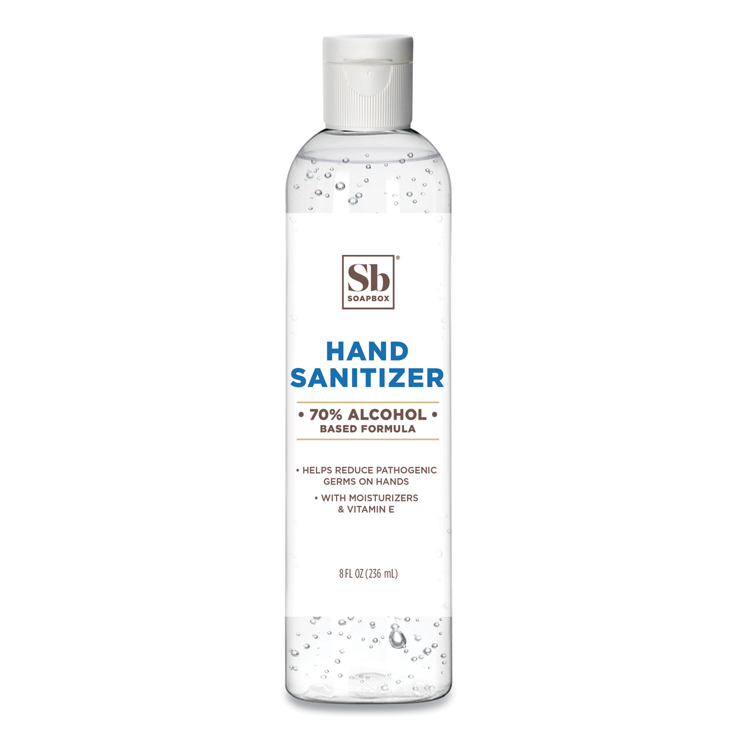Hand Sanitizer, 8 oz Bottle with Dispensing Cap, Unscented, 24/Carton