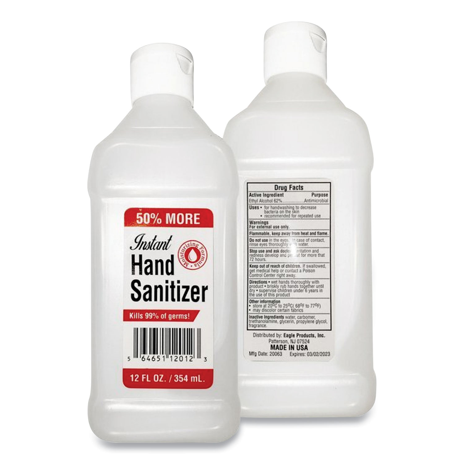  GEN 12SAN-24 Gel Hand Sanitizer, 12 oz Bottle, Unscented (GN112SAN24EA) 