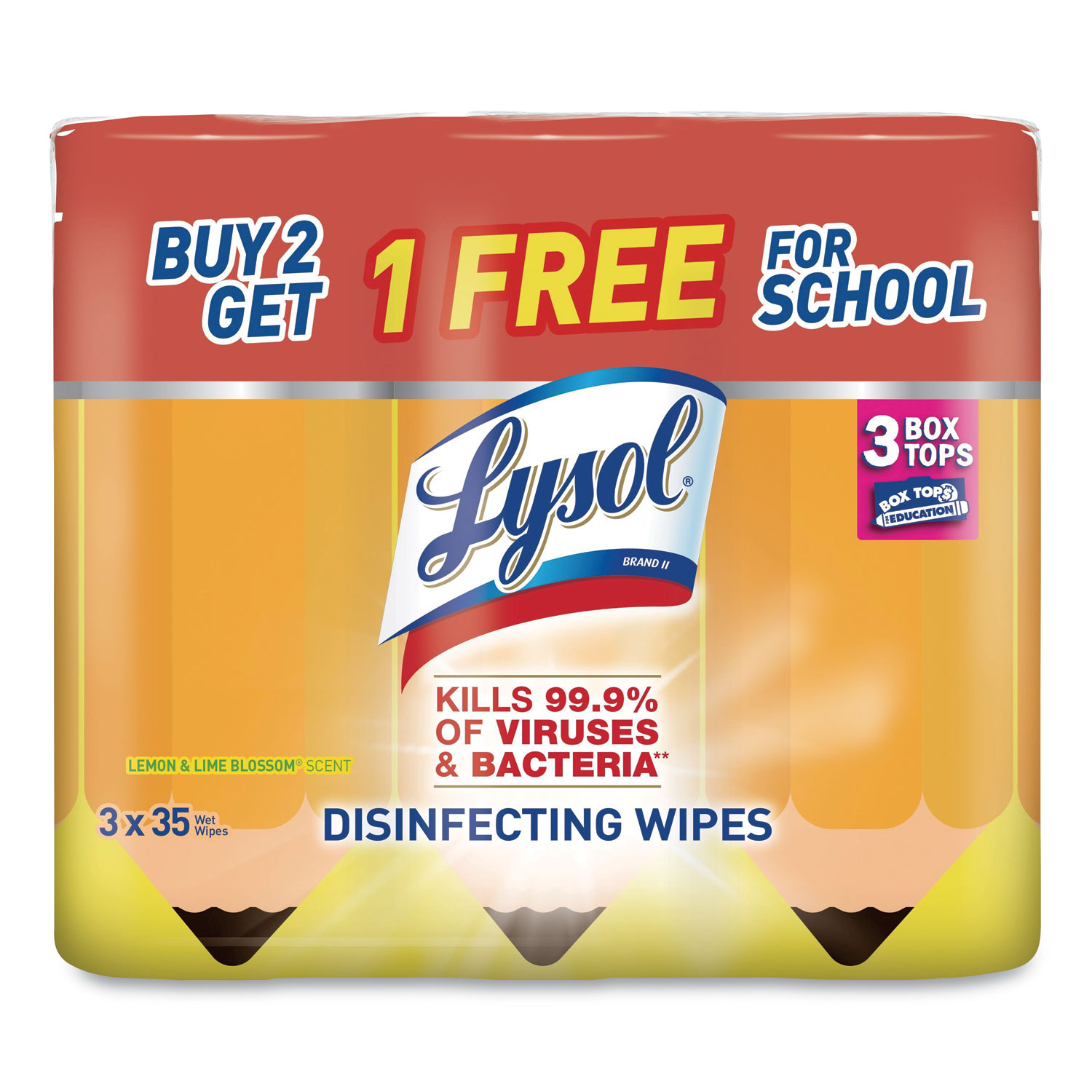  LYSOL Brand 19200-99424 Disinfecting Wipes, 7 x 8, Lemon and Lime Blossom, 35 Wipes/Canister, 3 Canisters/Pack, 4 Packs/Carton (RAC99424CT) 