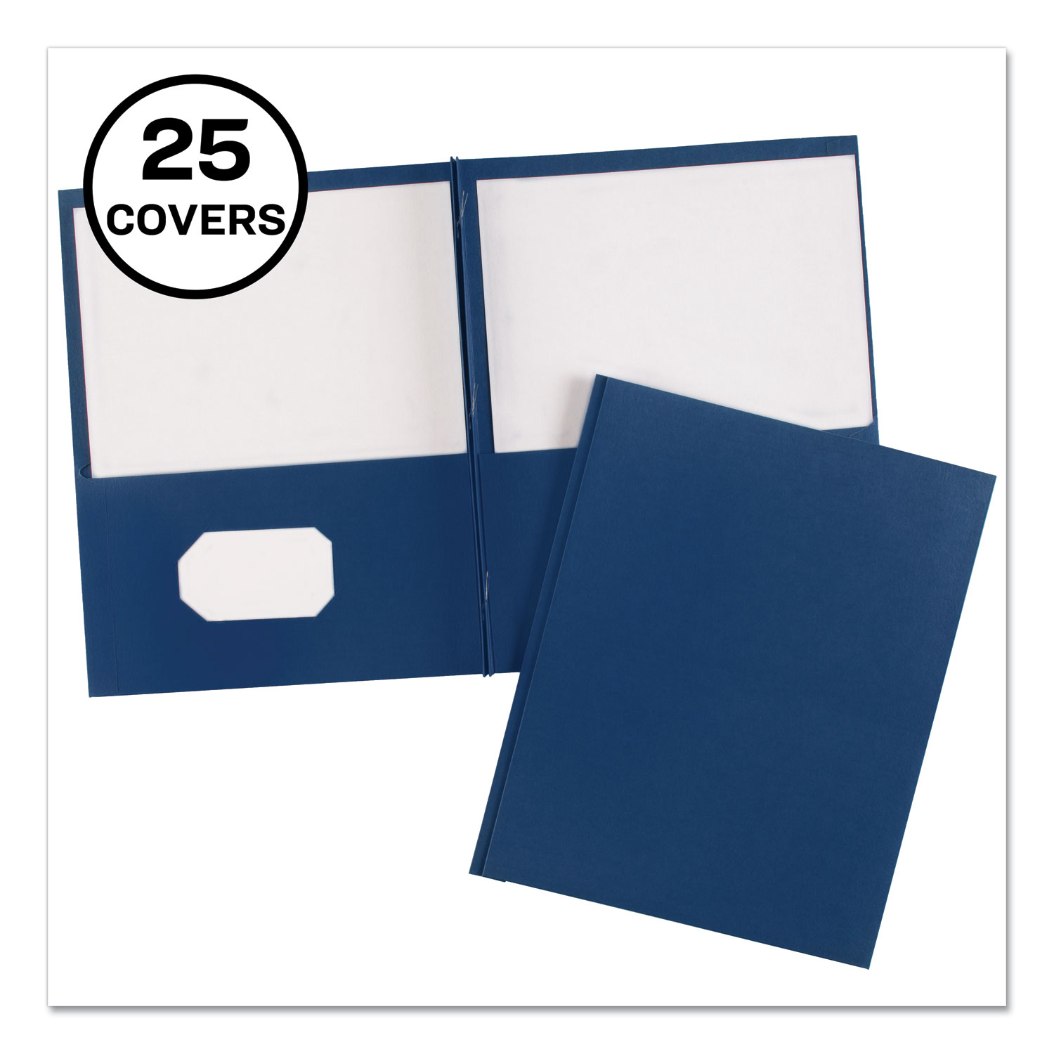 Two-Pocket Folder, Prong Fastener, 0.5″ Capacity, 11 x 8.5, Dark Blue, 25/Box