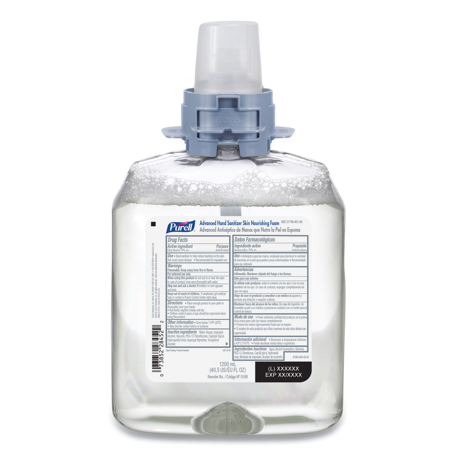  PURELL 5198-04 Skin Nourishing Advanced Foam Hand Sanitizer, 1200 mL Refill, 4/Carton (GOJ519804CT) 