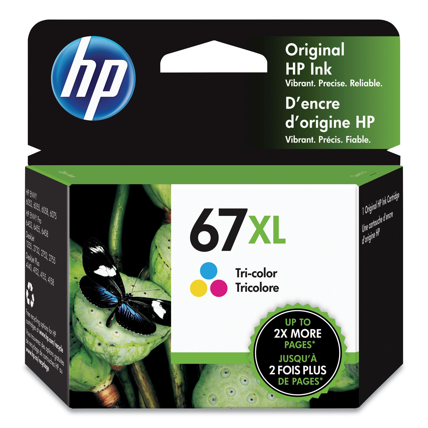  HP 3YM58AN#140 HP 67XL, (3YM58AN) High Yield Tri Color Original Ink Cartridge (HEW3YM58AN) 
