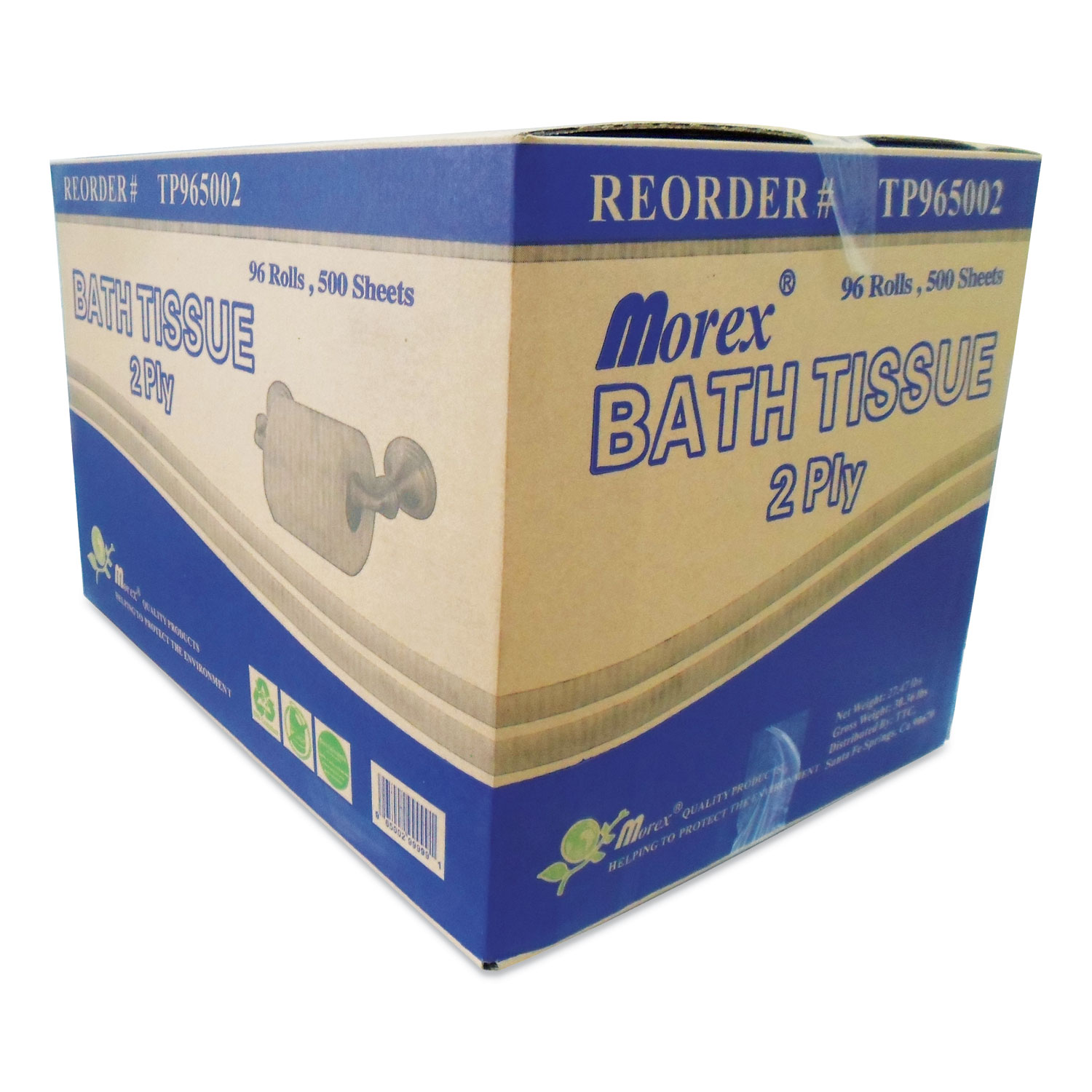TEH TUNG Two-Ply Bath Tissue, Septic Safe, White, 500 Sheets/Roll, 96 Rolls/Carton
