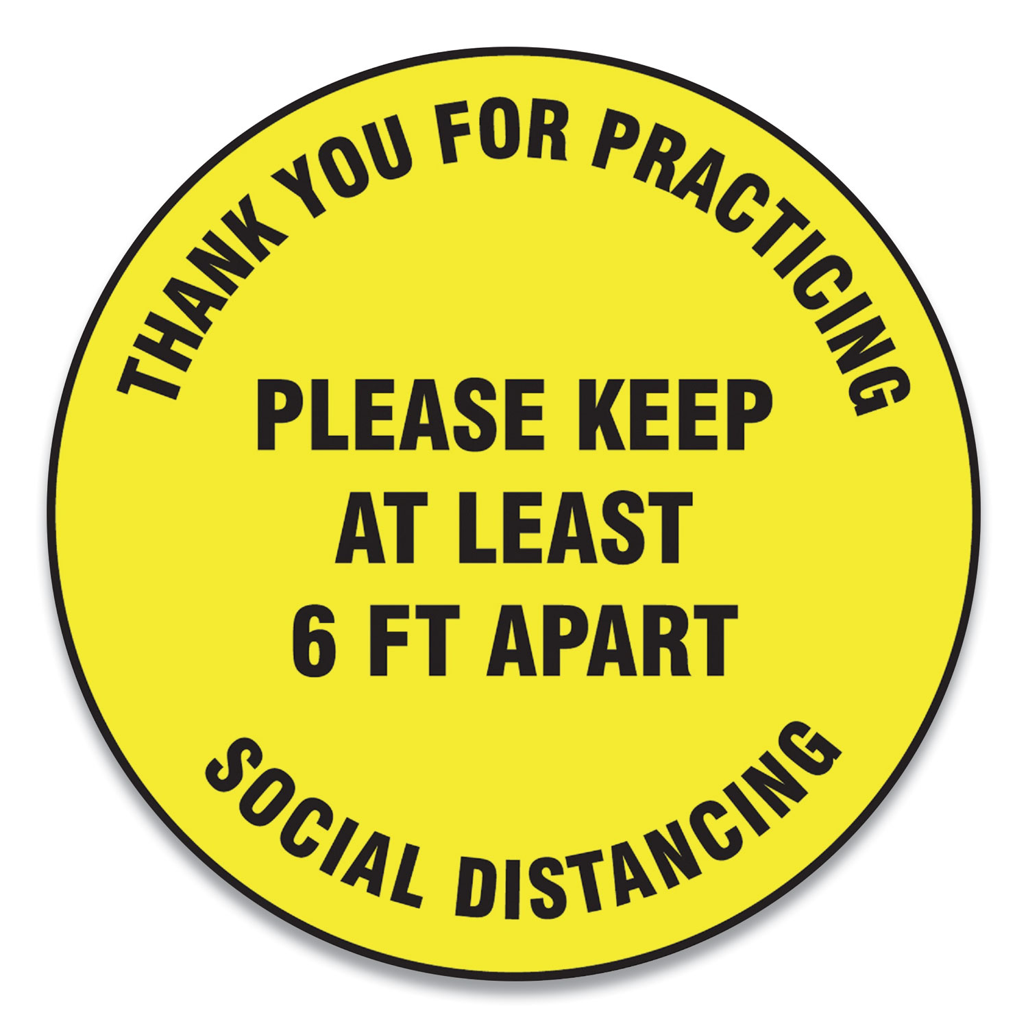 Accuform MFS427ESP Slip-Gard Floor Signs, 17 Circle,Thank You For Practicing Social Distancing Please Keep At Least 6 ft Apart, Yellow, 25/PK (GN1MFS427ESP) 
