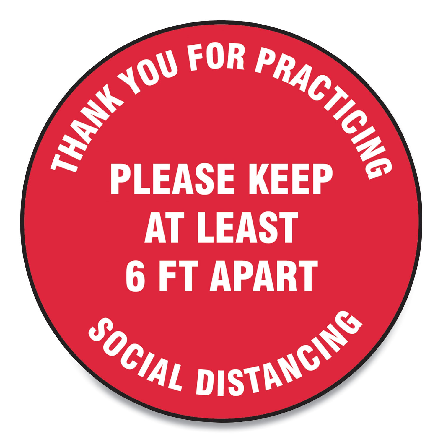  Accuform MFS423ESP Slip-Gard Floor Signs, 17 Circle, Thank You For Practicing Social Distancing Please Keep At Least 6 ft Apart, Red, 25/Pack (GN1MFS423ESP) 
