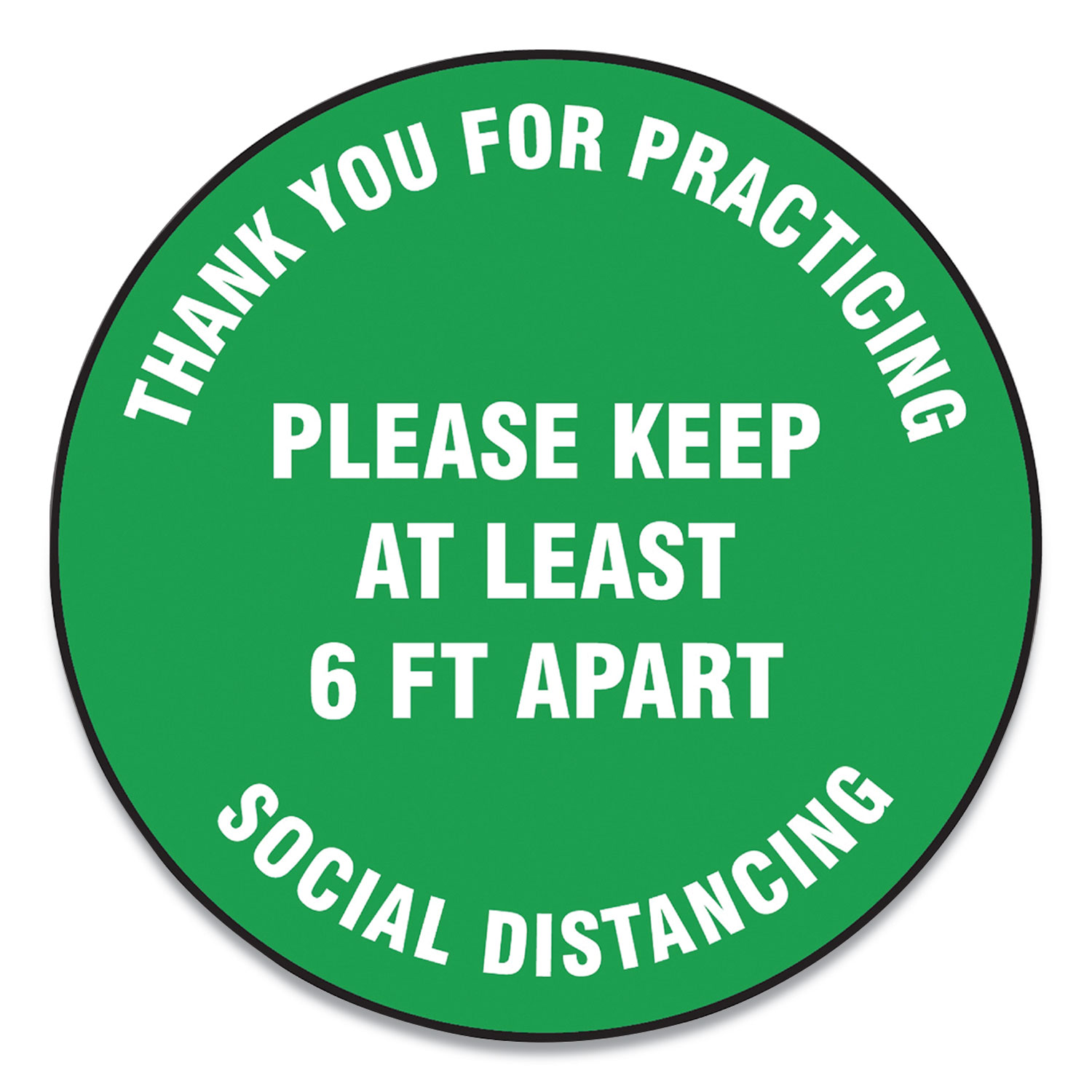  Accuform MFS425ESP Slip-Gard Floor Signs, 17 Circle, Thank You For Practicing Social Distancing Please Keep At Least 6 ft Apart, Green, 25/PK (GN1MFS425ESP) 