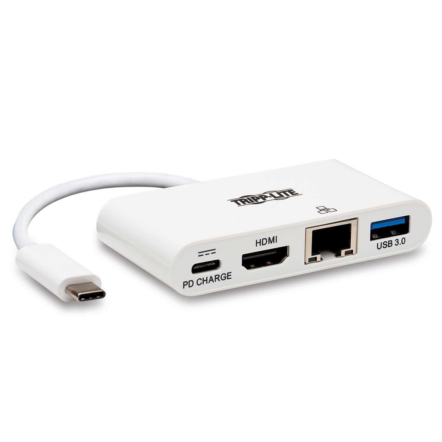  Tripp Lite U444-06N-H4GU-C 4K Dock with Charging and Ethernet, USB C/4K HDMI/USB A/PD Charging, White (TRPU44406NH4GUC) 