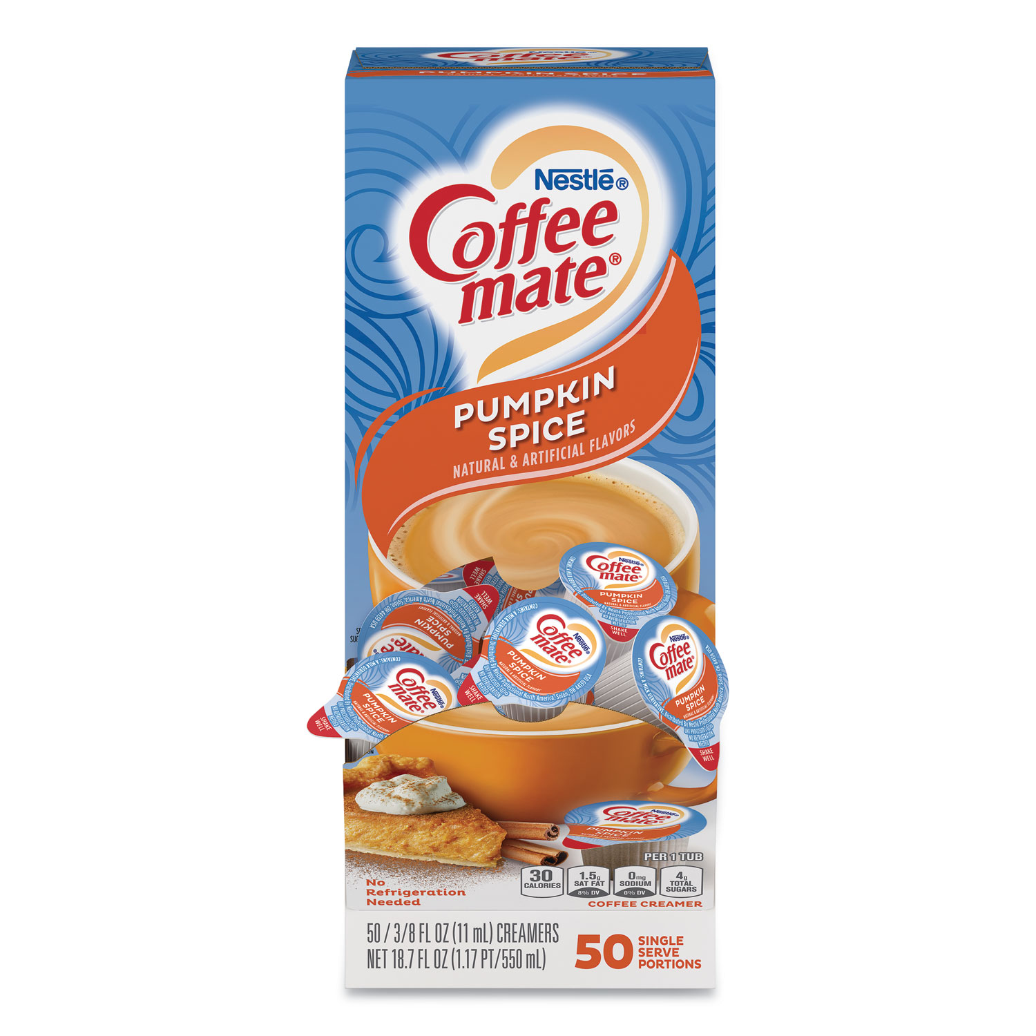  Coffee mate 75520 Liquid Coffee Creamer, Pumpkin Spice, 0.38 oz Mini Cups, 50/Box (NES75520) 