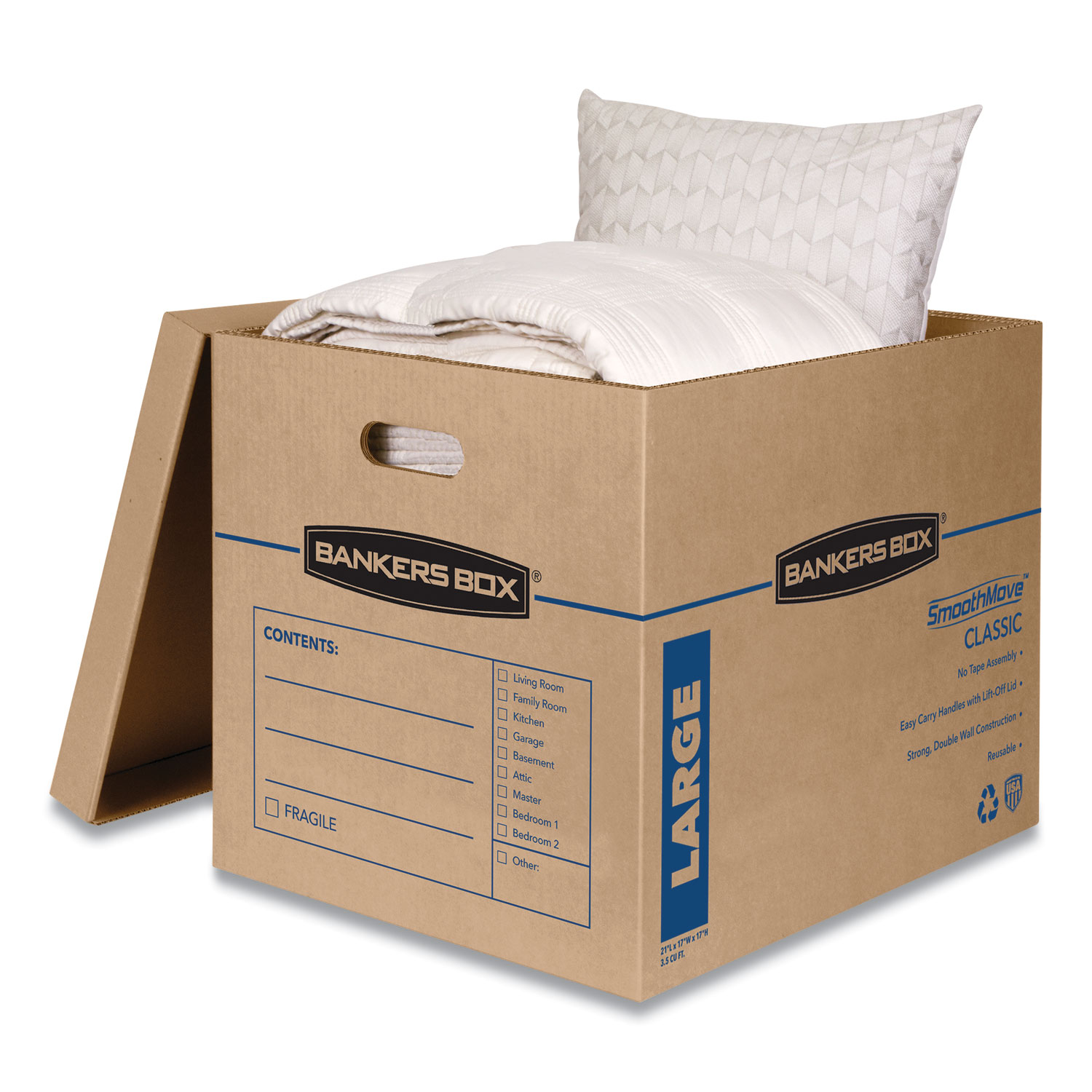 SmoothMove Classic Moving & Storage Boxes, Large, Half Slotted