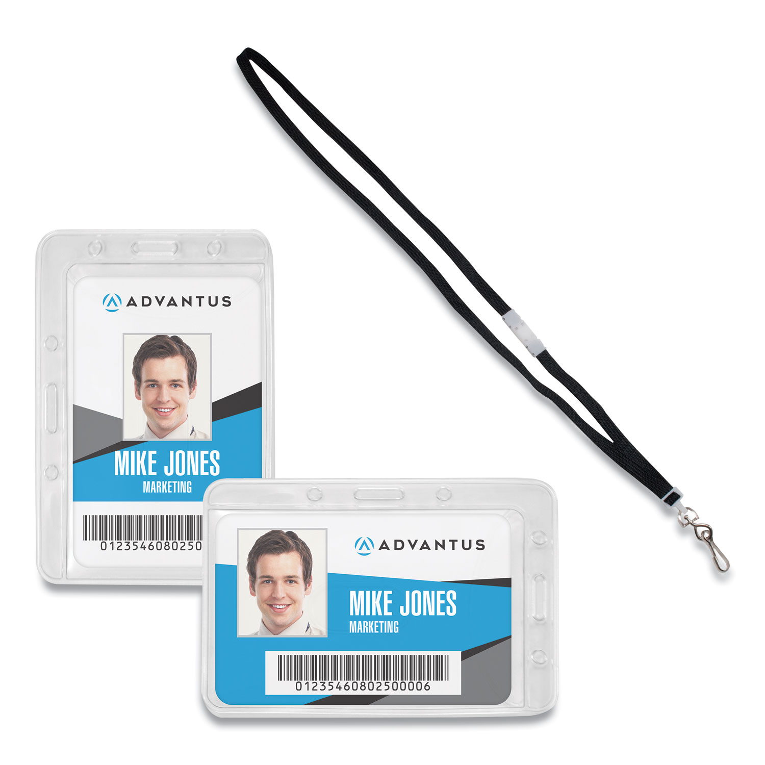  Advantus 75699 Antimicrobial ID and Security Badge and Lanyard Combo Pack, Horizontal, 4.13 x 2.88, Clear, 20 Badge Holders, 20 Lanyards/PK (AVT75699) 