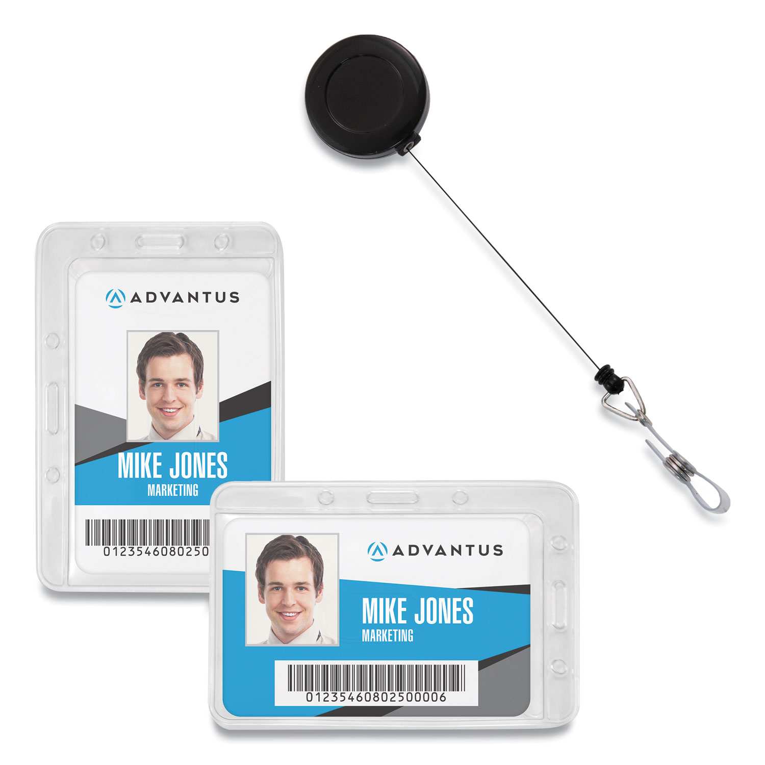  Advantus 76096 Antimicrobial ID and Security Badge and Reel Combo Pack, Horizontal, 4.13 x 2.88, Clear, 20 Badge Holders, 20 Reels/PK (AVT76096) 