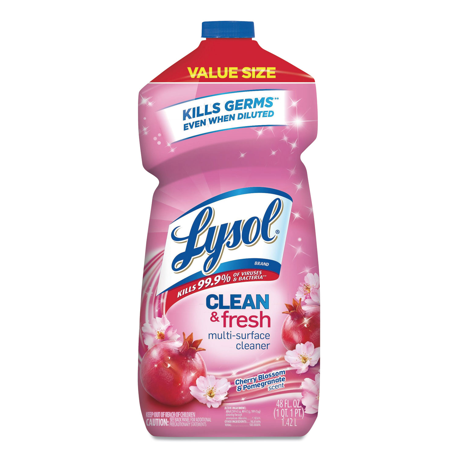  LYSOL Brand 19200-90646 Clean and Fresh Multi-Surface Cleaner, Cherry Blossom and Pomegranate, 48 oz Bottle, 9/Carton (RAC90646CT) 