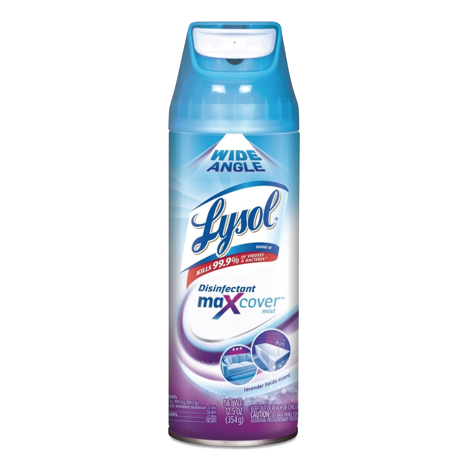  LYSOL Brand 19200-95589 Max Cover Disinfectant Mist, Lavender Field, 12.5 oz Aerosol, 6/Carton (RAC95589CT) 