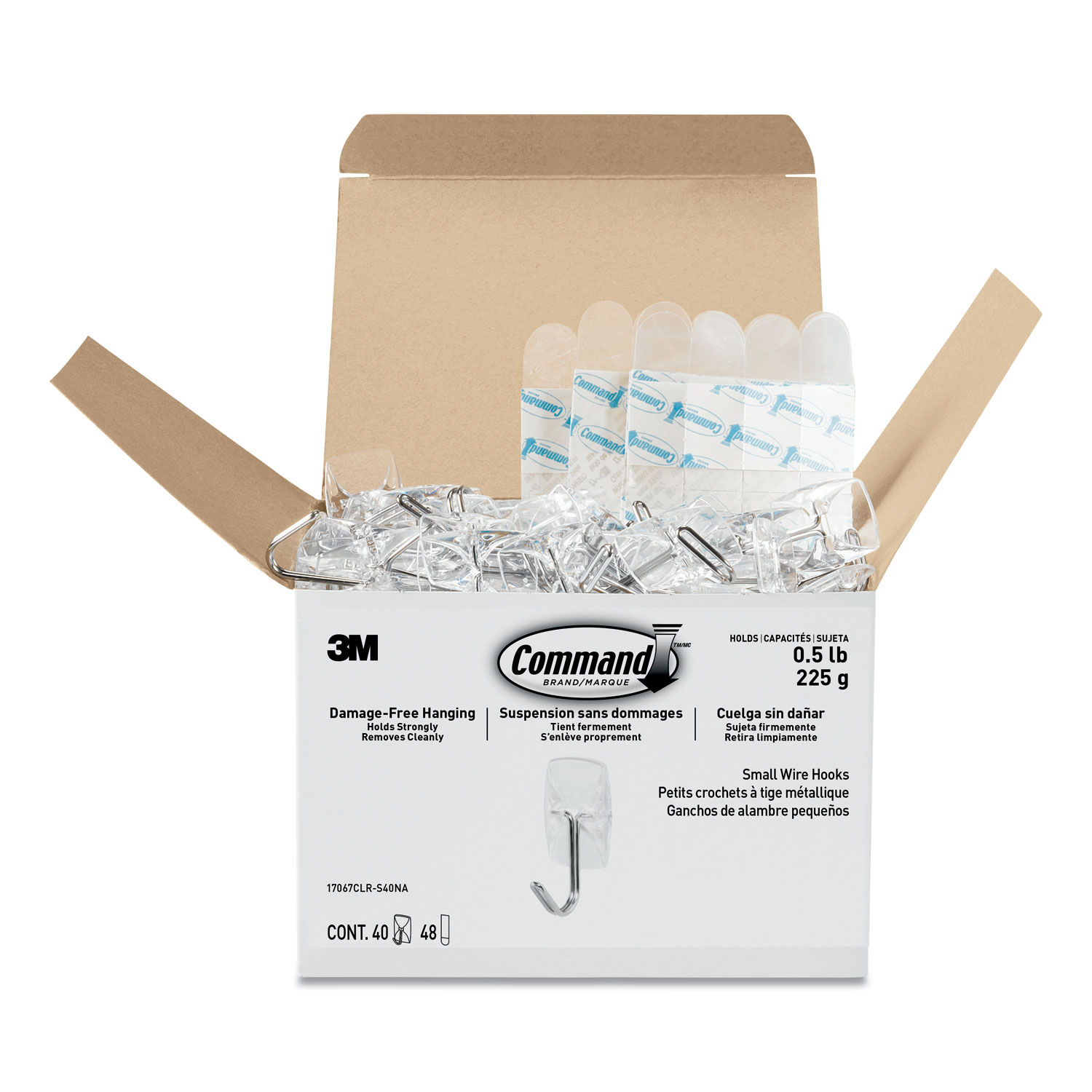  Command 17067CLR-S40NA Clear Hooks and Strips, Plastic/Metal, Small, 40 Hooks and 48 Strips/Pack (MMM17067CLRS40N) 
