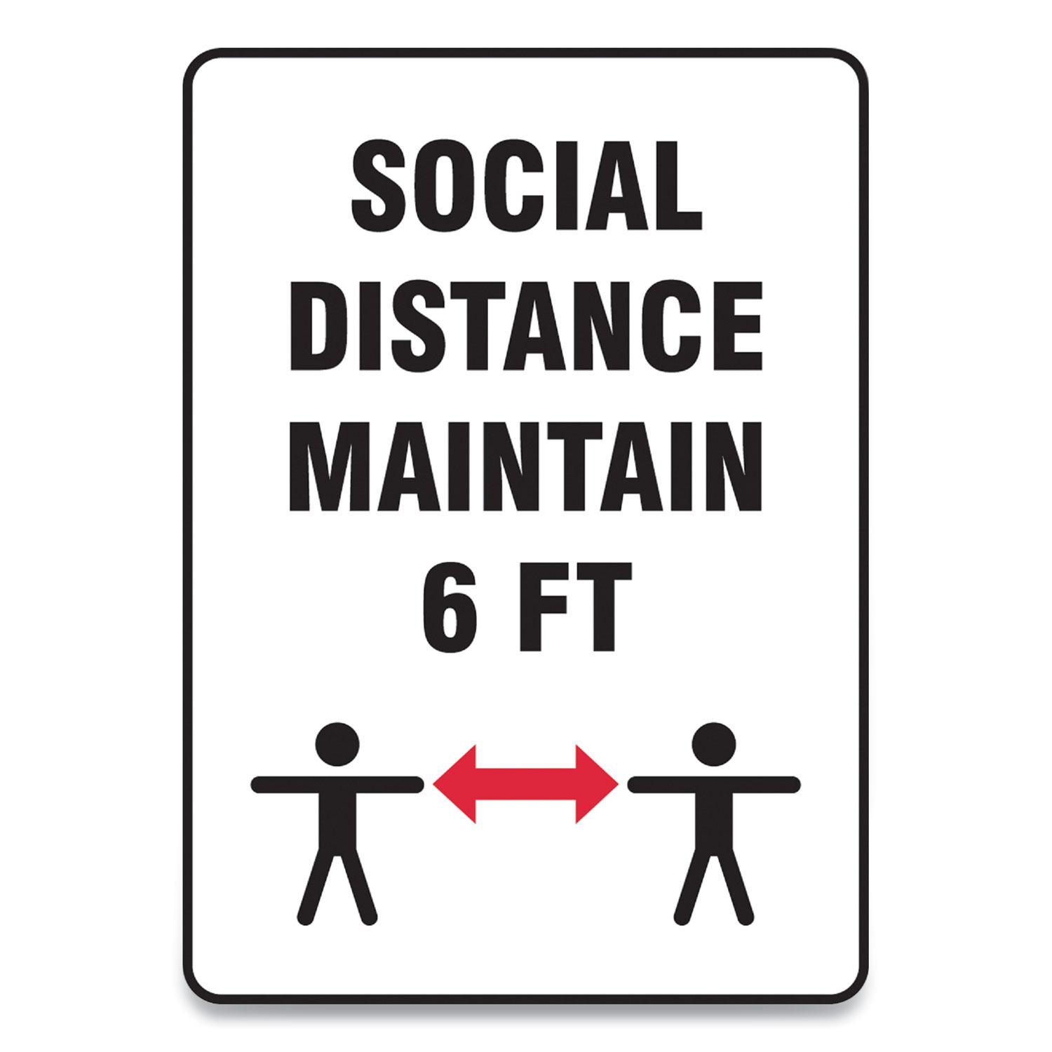  Accuform MGNF547VPESP Social Distance Signs, Wall, 7 x 10, Social Distance Maintain 6 ft, 2 Humans/Arrows, White, 10/Pack (GN1MGNF547VPESP) 