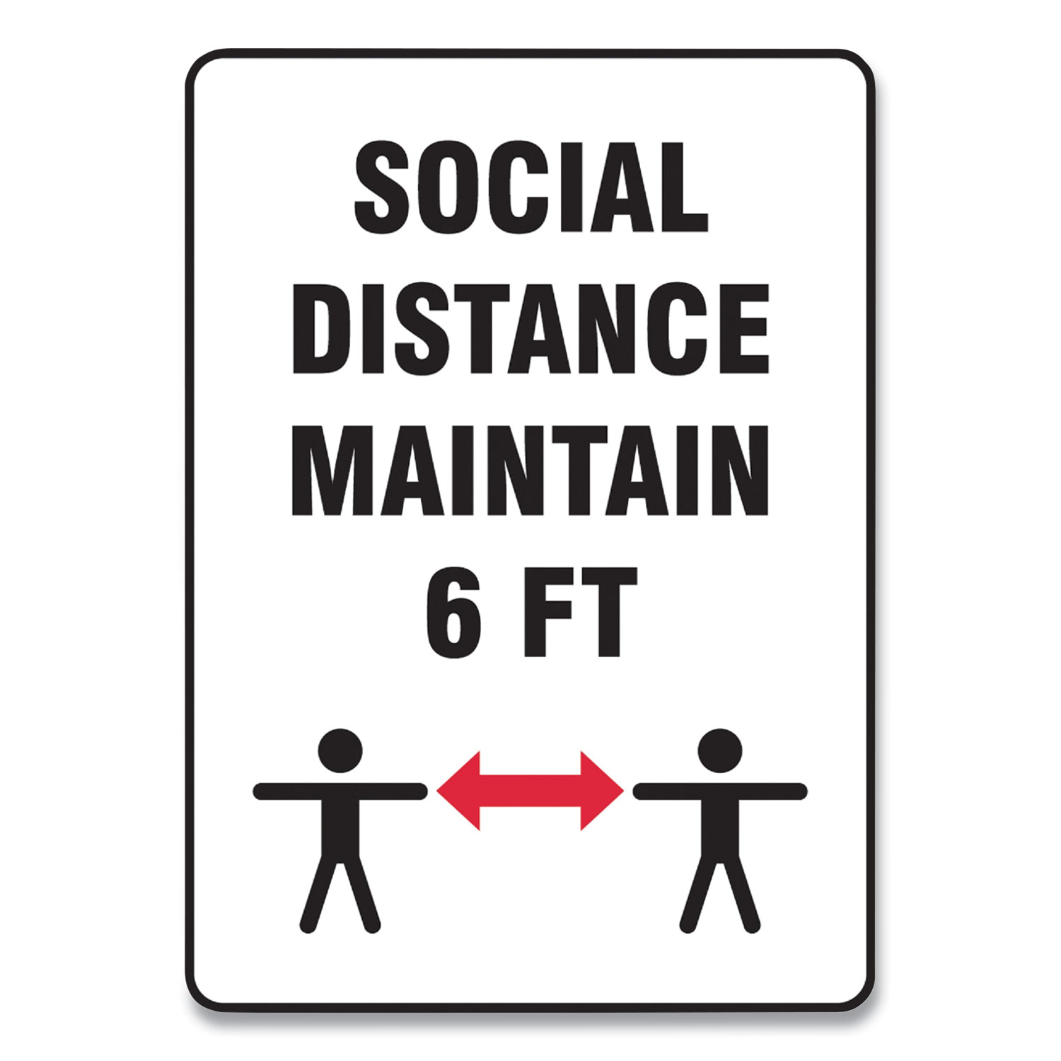  Accuform MGNF549VPESP Social Distance Signs, Wall, 10 x 14, Social Distance Maintain 6 ft, 2 Humans/Arrows, White, 10/Pack (GN1MGNF549VPESP) 