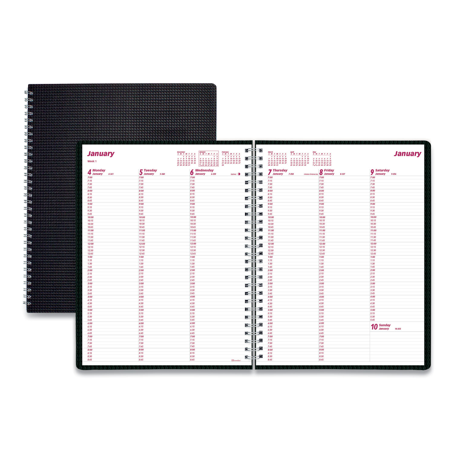 DuraFlex Weekly Planner, 11 x 8.5, Black Cover, 12-Month (Jan to Dec ...