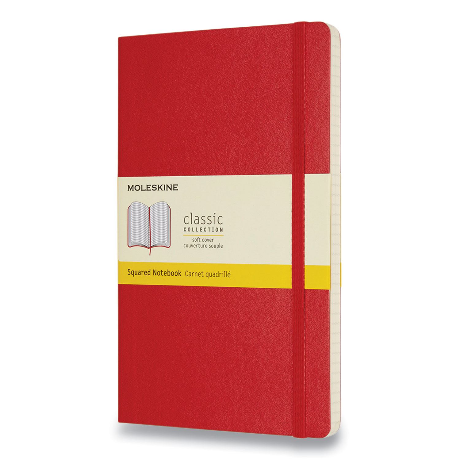  Moleskine 854641XX Classic Softcover Notebook, 1 Subject, Quadrille Rule, Scarlet Red Cover, 8.25 x 5 (HBG2639182) 