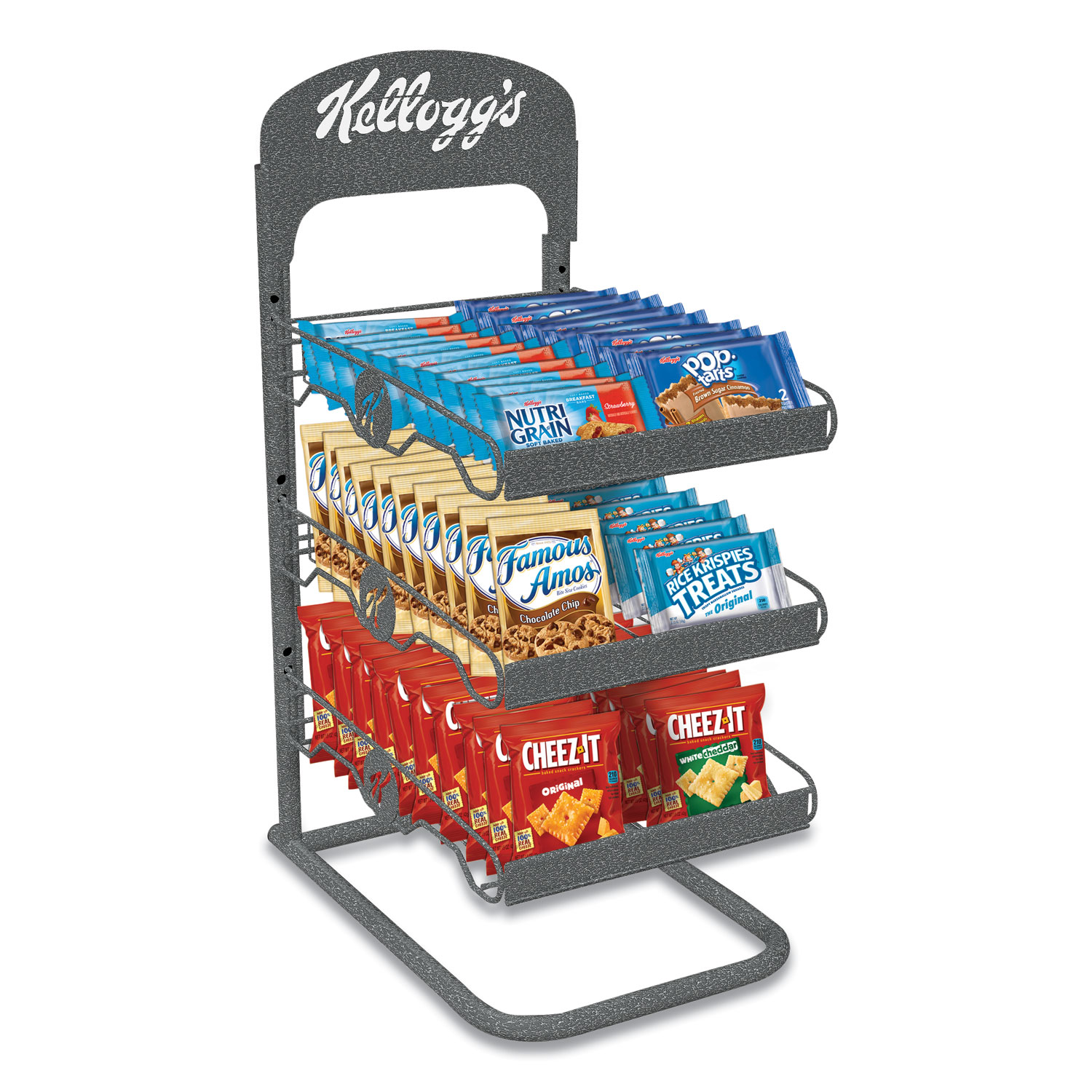 Kelloggs® Breakroom Solution Rack with Kelloggs Snack Products, 26.38l x 18.5w x 12.5h