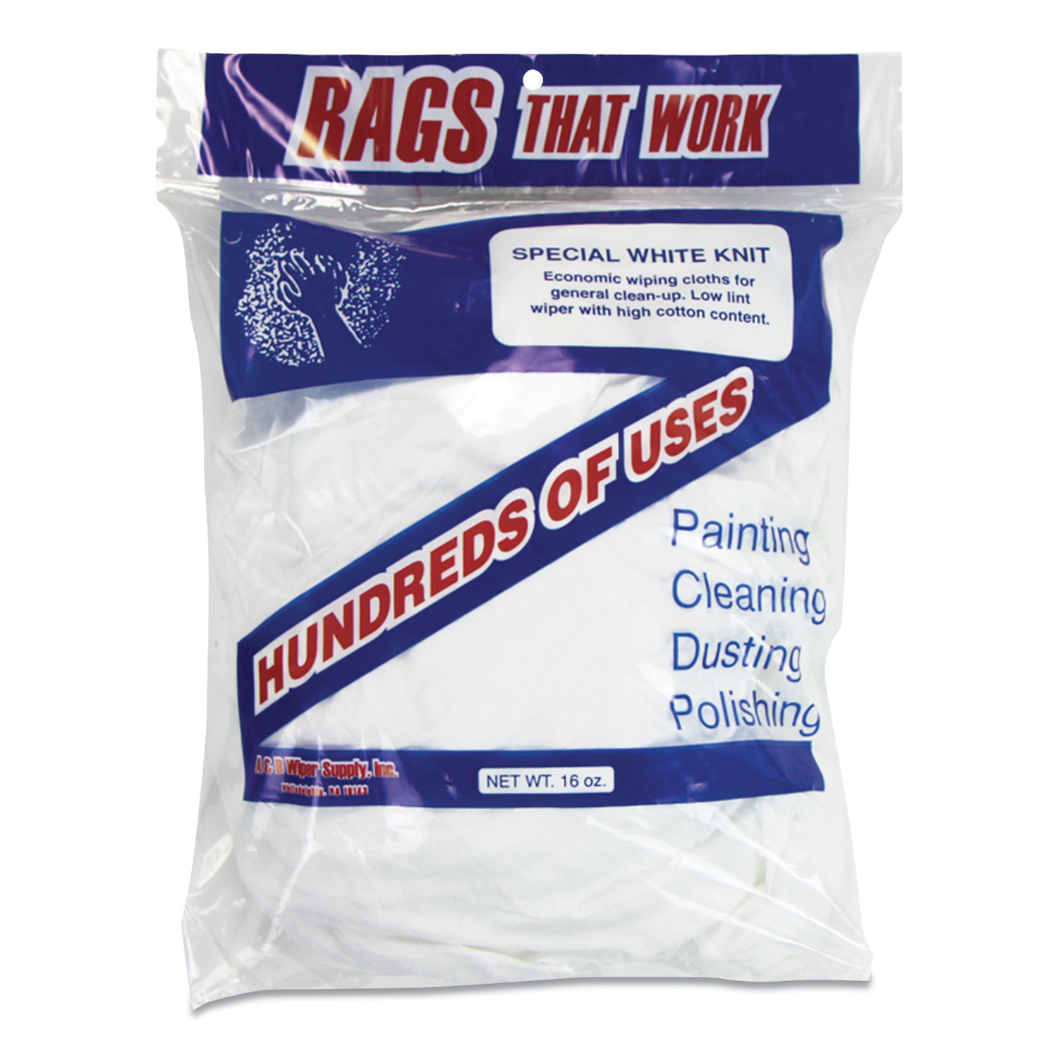 Monarch Brands Cotton Rags, White, 10/Carton