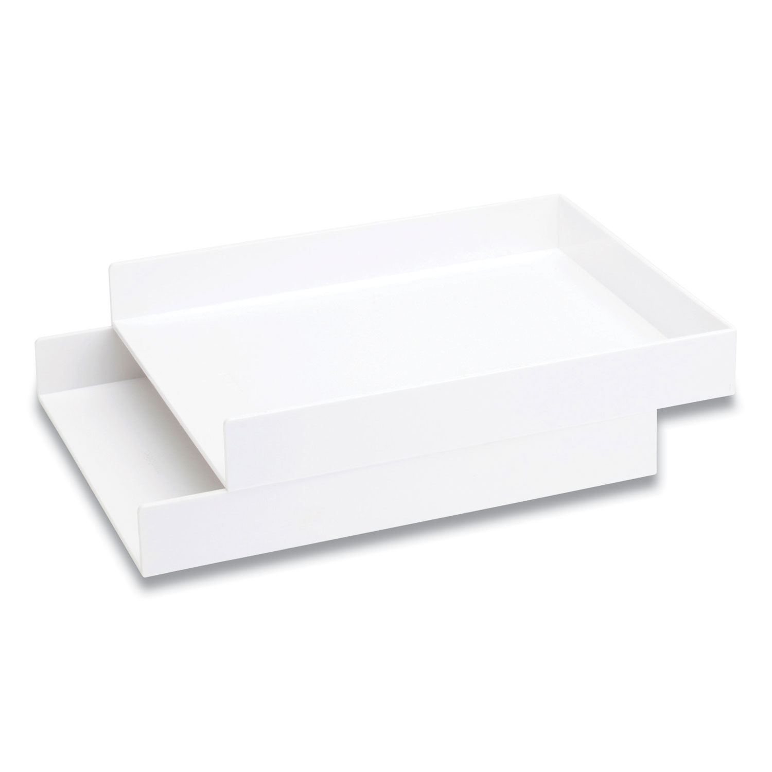  Poppin 100212 Stackable Letter Trays, 1 Section, Letter Size Files, 9.75 x 12.5 x 1.75, White, 2/Pack (PPJ49056) 