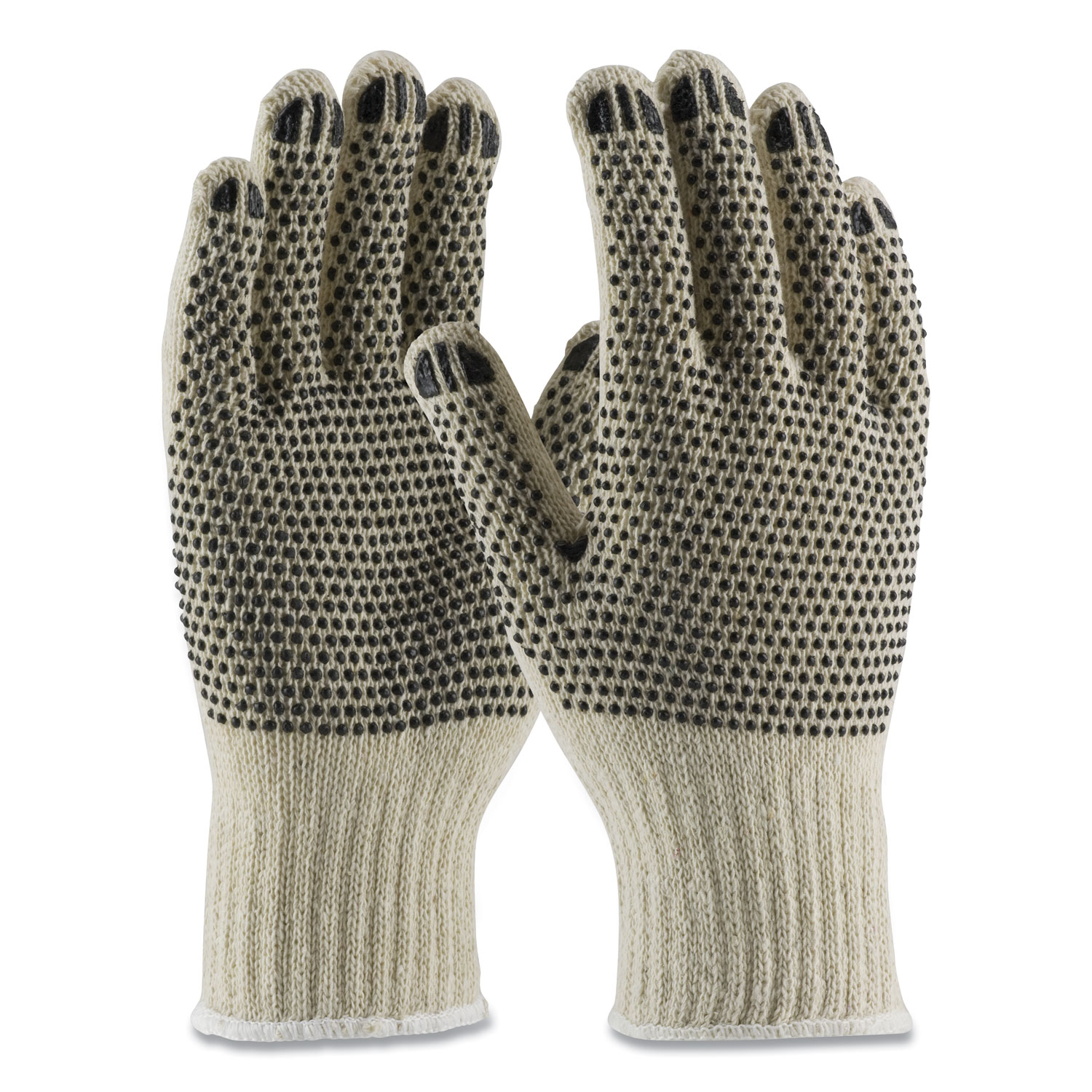  PIP 36-110PDD/L PVC-Dotted Cotton/Polyester Work Gloves, Large, Gray/Black, 12 Pairs (PID177102) 
