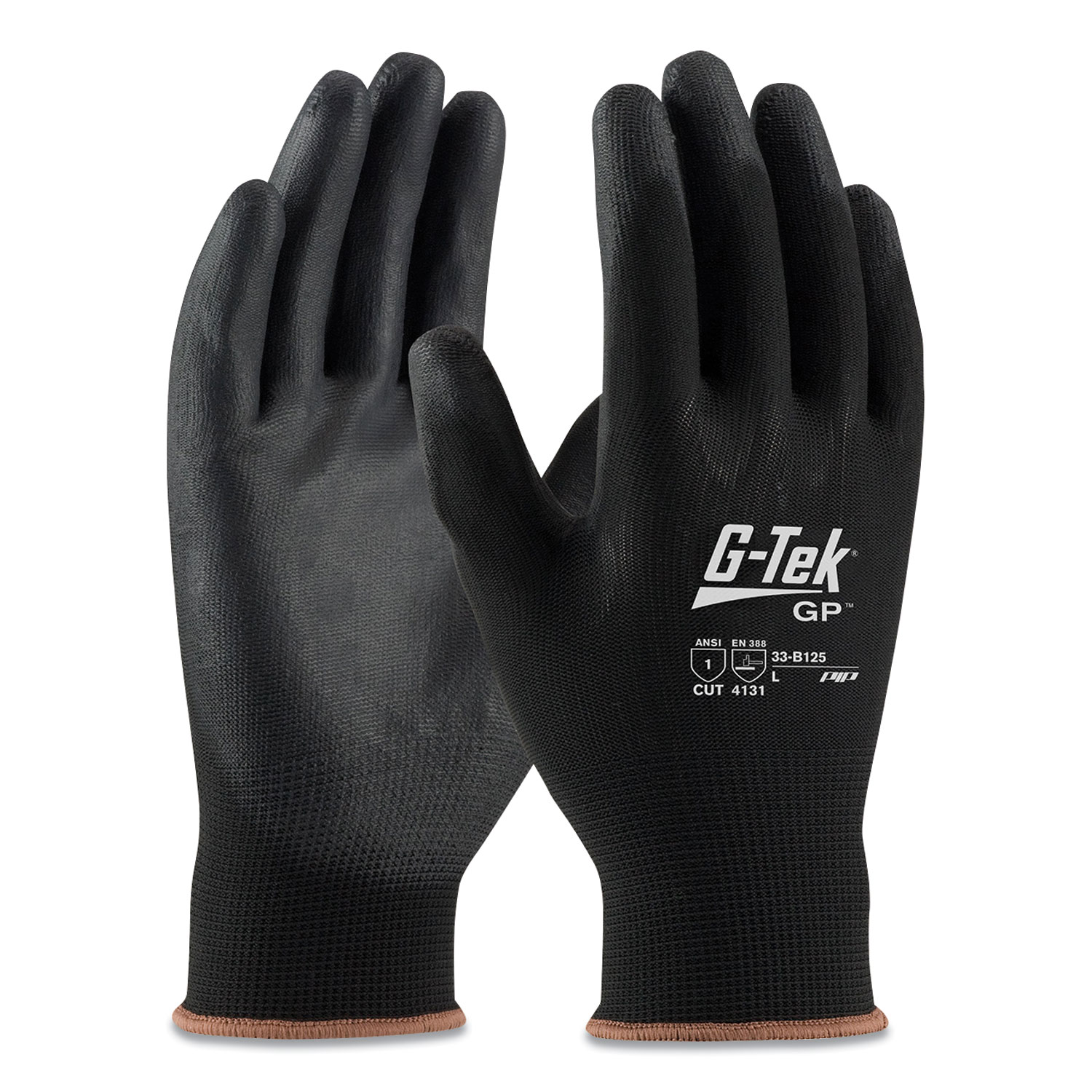  G-Tek 33-B125/XL GP Polyurethane-Coated Nylon Gloves, X-Large, Black, 12 Pairs (PID179498) 
