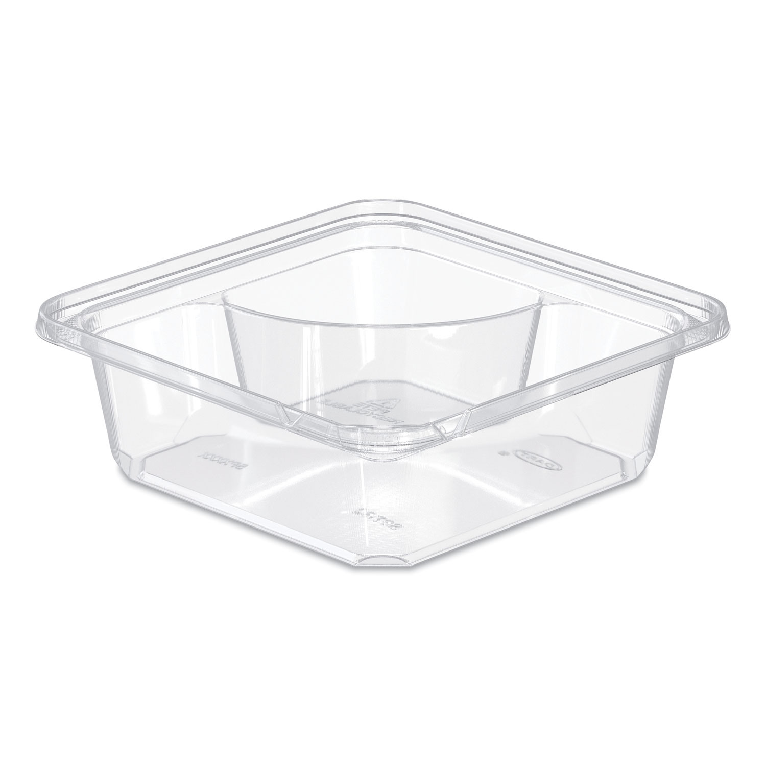 TamperGuard Snack Boxes, 2 Compartments, 6.3 x 6.3 x 2.1, Clear, Plastic, 300/Carton