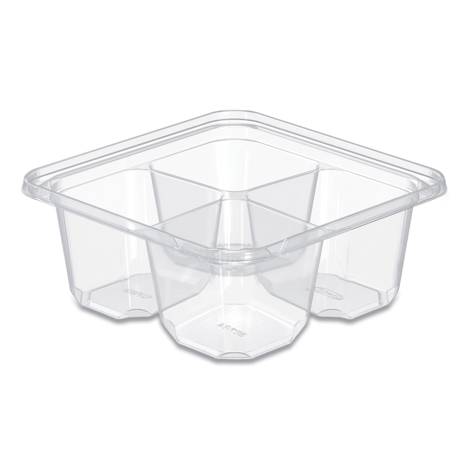 TamperGuard Snack Boxes, 4 Compartments, 6.3 x 6.3 x 2.6, Clear, Plastic, 300/Carton