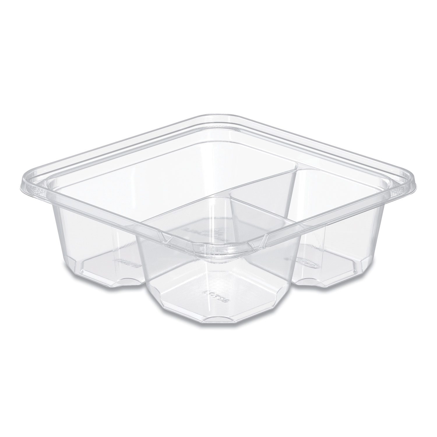 TamperGuard Snack Boxes, 3 Compartments, 6.3 x 6.3 x 2.1, Clear, Plastic, 300/Carton