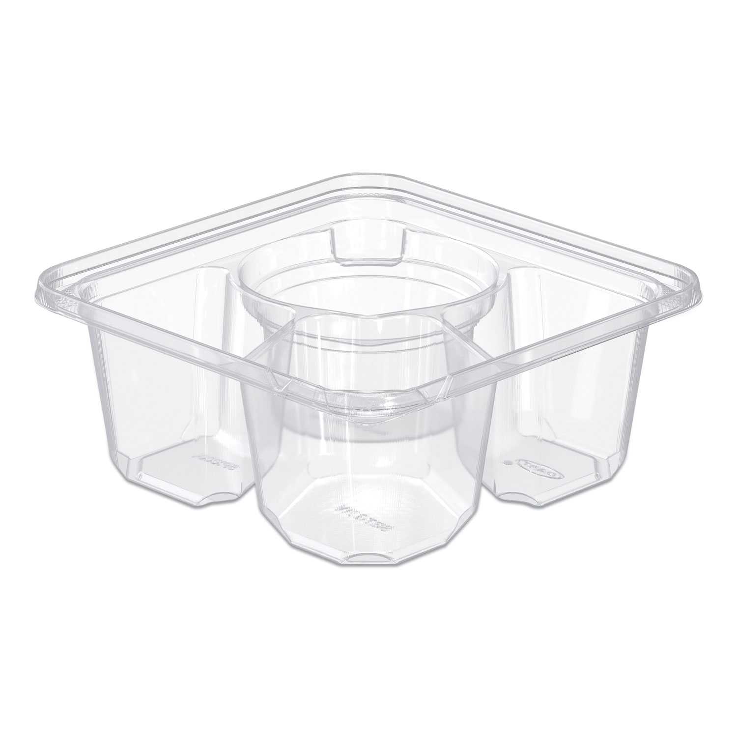 TamperGuard Snack Boxes, 3 Compartments, 6.3 x 6.3 x 2.6, Clear, Plastic, 300/Carton