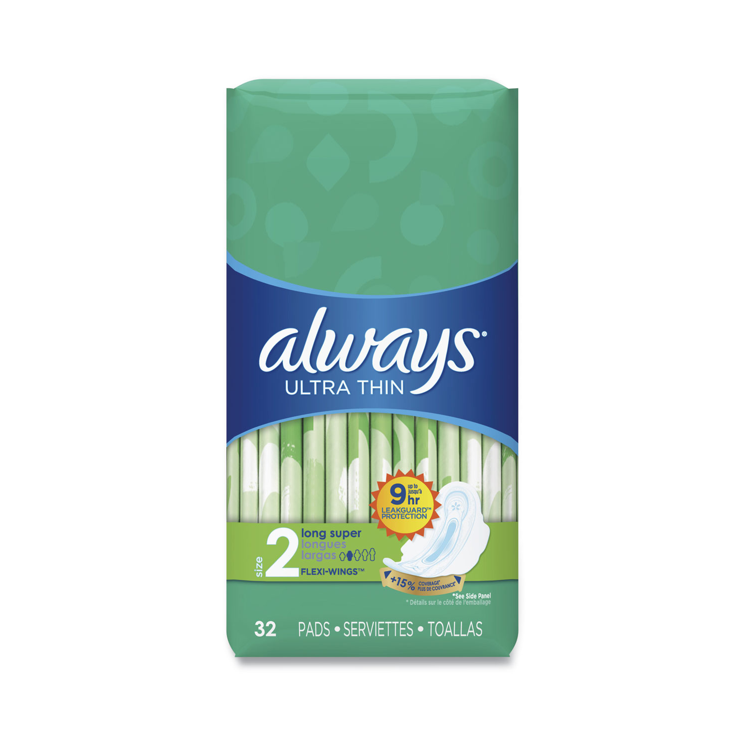 Always® Ultra Thin Pads with Wings, Super Long 10 Hour, 32/Pack