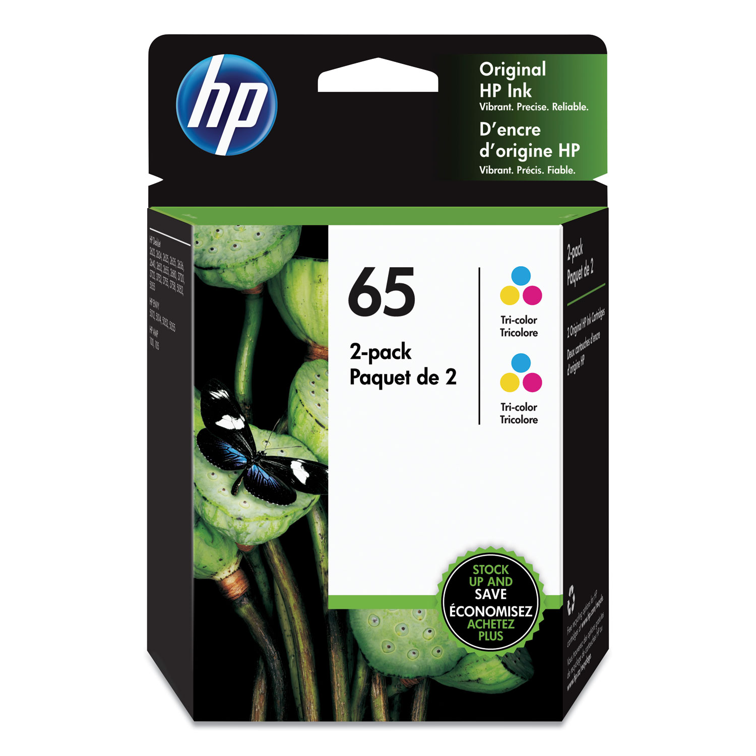  HP 6ZA56AN#140 HP 65, (6ZA56AN) 2-Pack Tri-Color Original Ink Cartridges (HEW6ZA56AN) 