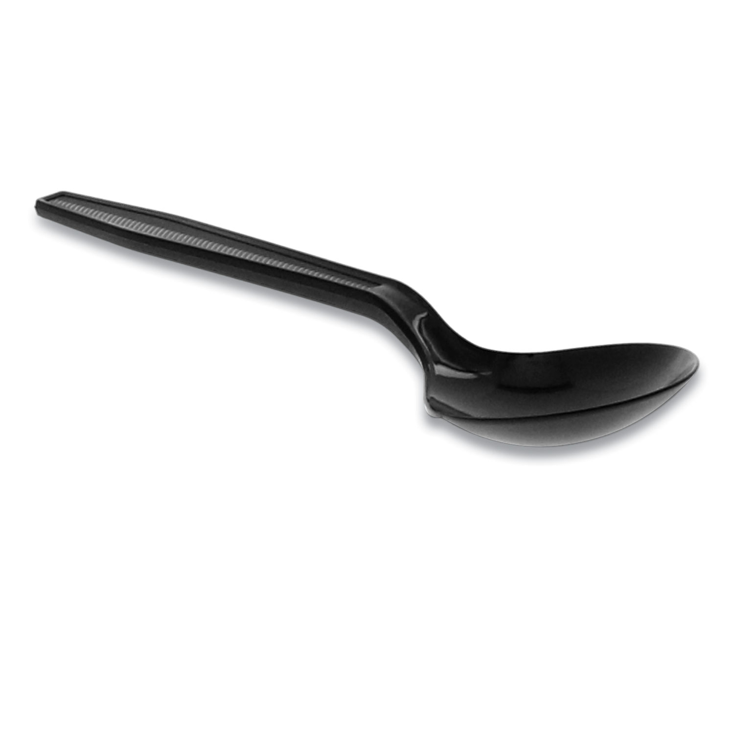  Pactiv YMWSSE Meadoware Polystyrene Cutlery, Soup Spoon, Medium Heavy Weight, Black, 1,000/Carton (PCTYMWSSE) 